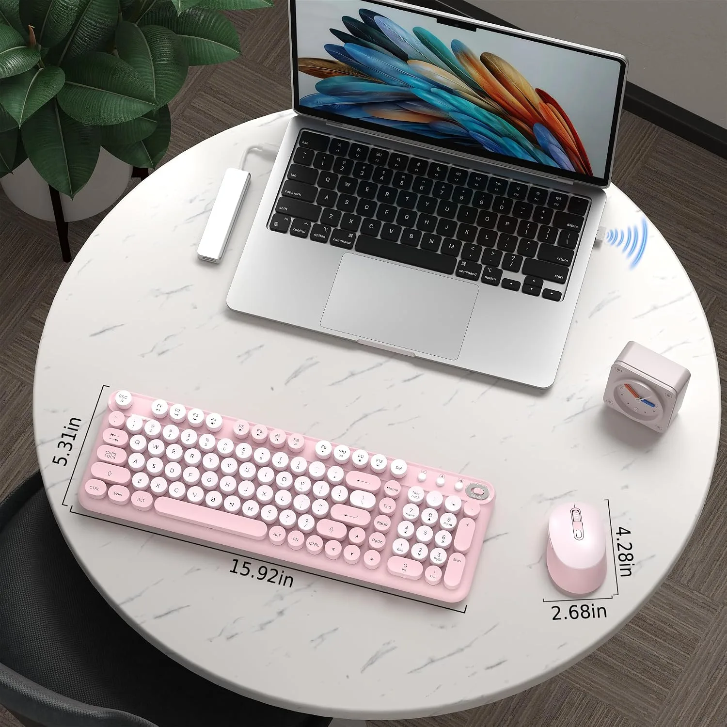 Colorful Wireless Keyboard and Mouse Combo (Pink)
