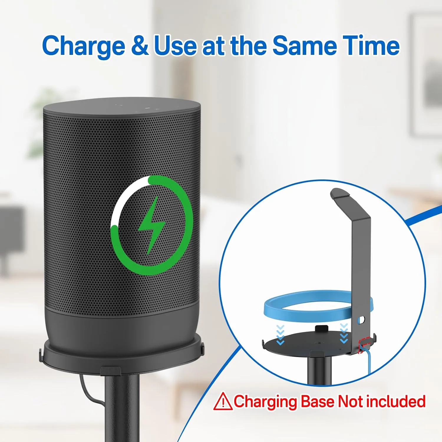 Height Adjustable Speaker Stand for Sonos Move and Move 2, Black