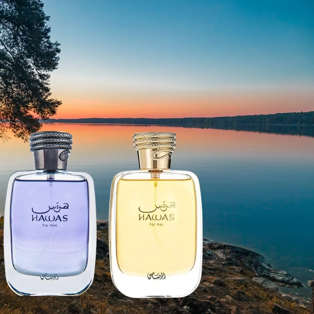 RASASI Hawas For Him & Hawas For Her EDP Sprays 100ML (3.4 OZ) Long Lasting, Exquisite Scent, Luxurious Fragrances. (Luxurious Bundle)
