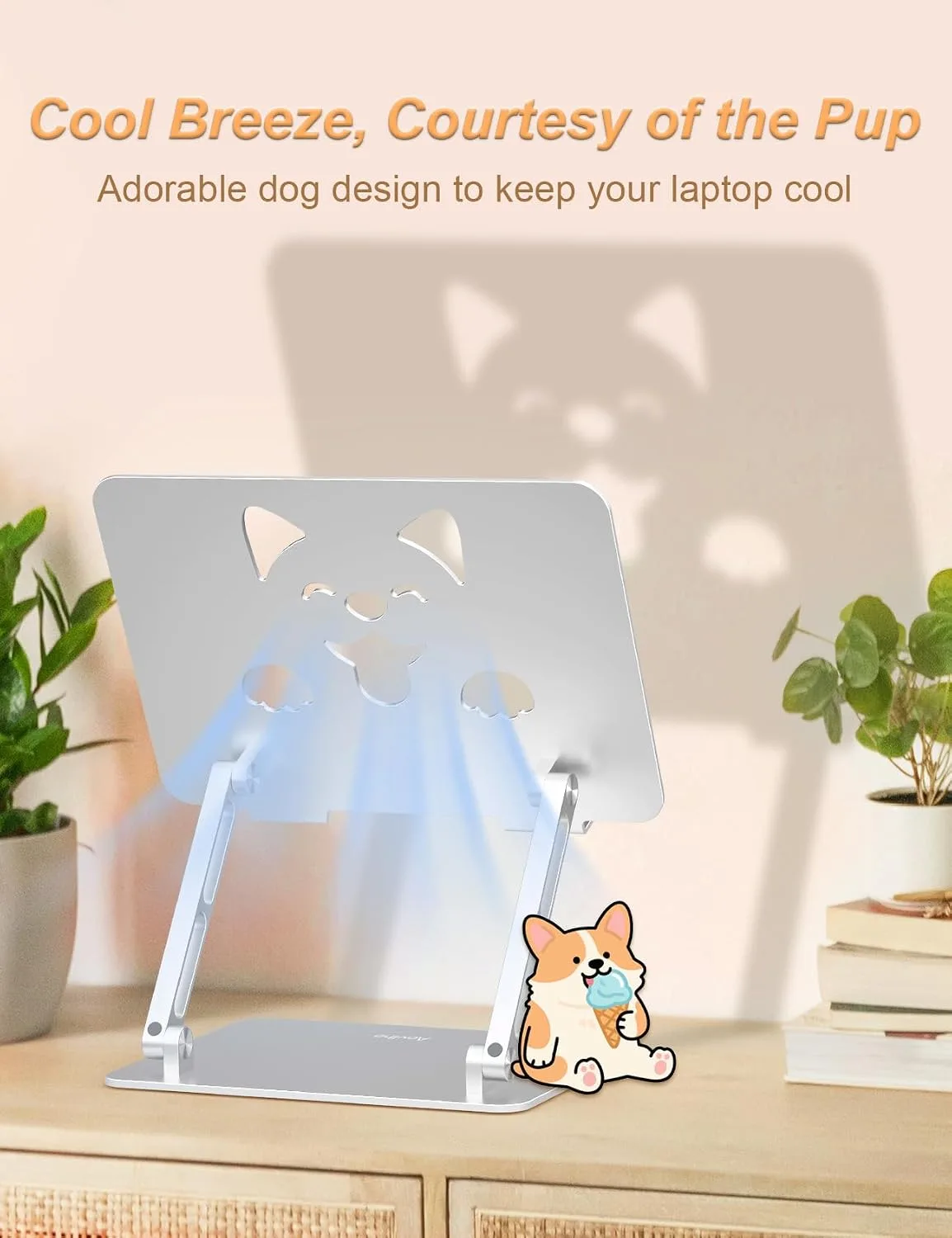 Aoviho Aluminum Laptop Stand for Desk Fit for All 10"-17.3" Laptops, Silver