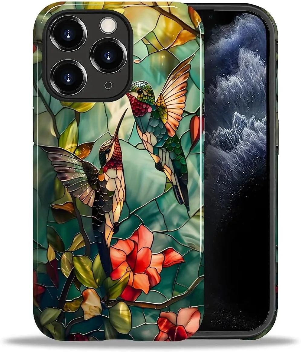 DAIZAG Case for iPhone 11 Pro,Mixed 2 Layer Design Shockproof Soft TPU Ddouble Protection Phone Case for iPhone 11 Pro-Gorgeous Hummingbird