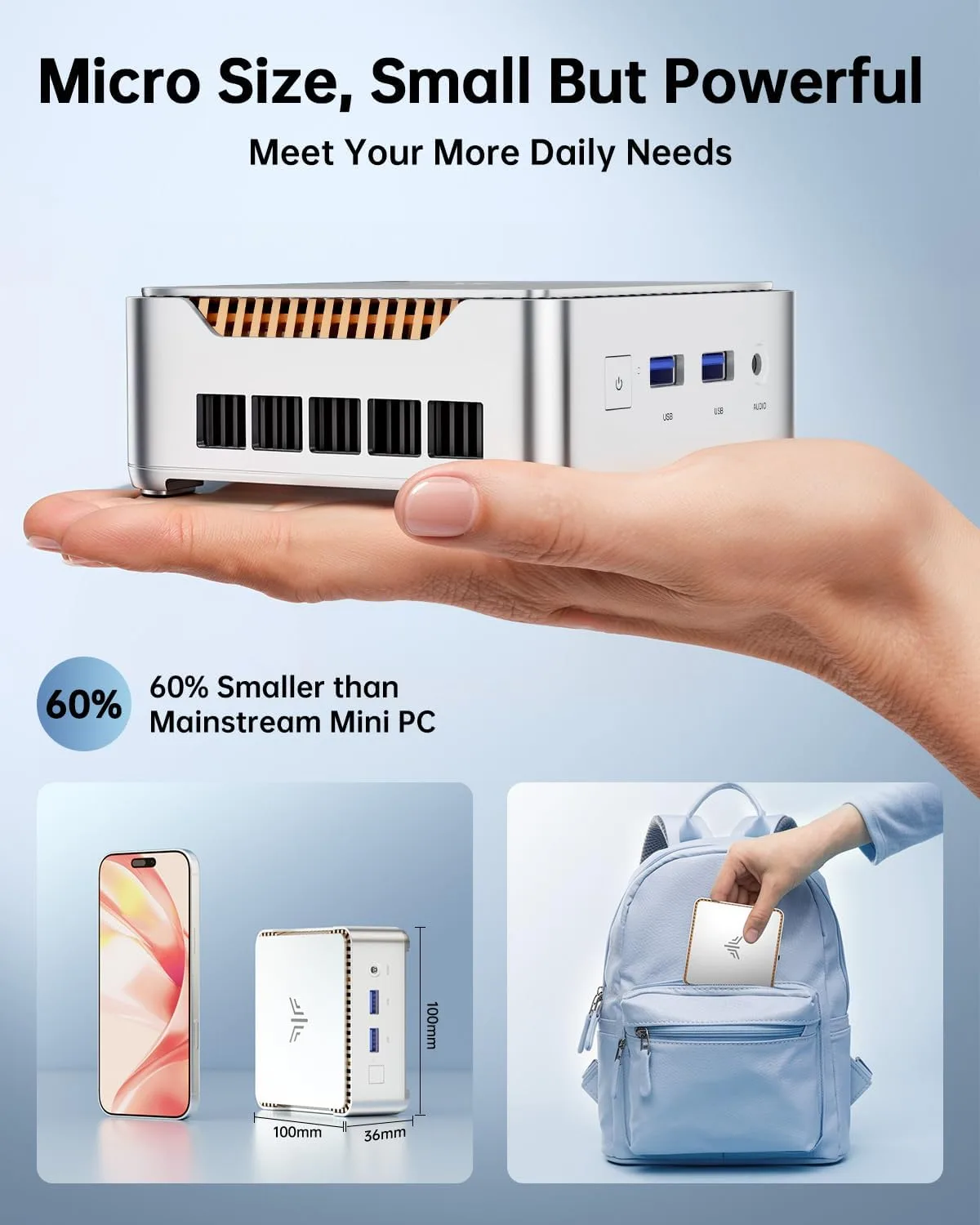 KAMRUI Essenx E2 Mini PC, AMD Ryzen 5 3500U(4 Cores, 8 Threads, Up to 3.7GHz), 16GB DDR4(Expandable) 256GB M.2 SSD Micro PC, HDMI+DP Dual 4K@60Hz Display Home/Business/Office Mini Desktop Computers