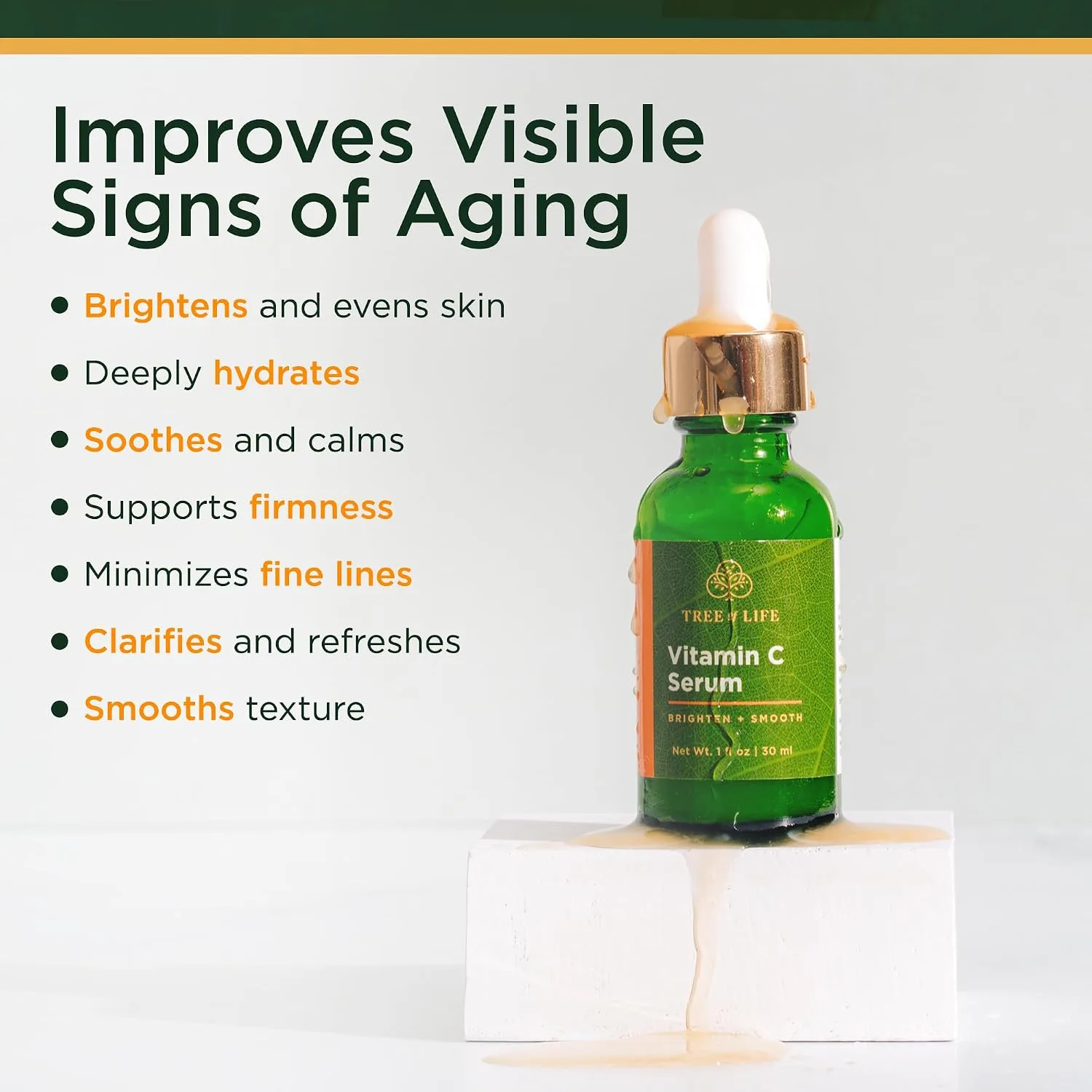 Tree of Life Vitamin C Serum for Face, Dark Spots Remover Face Oil, 2 Fl Oz