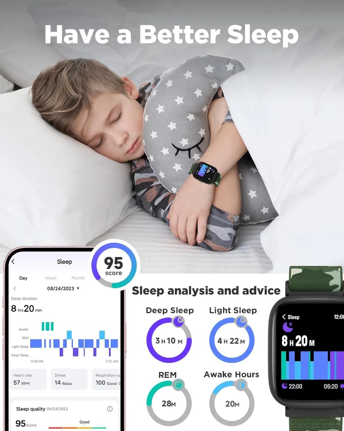 BIGGERFIVE Smart Watch for Kids, 1.8" Fitness Tracker Watch with Pedometer