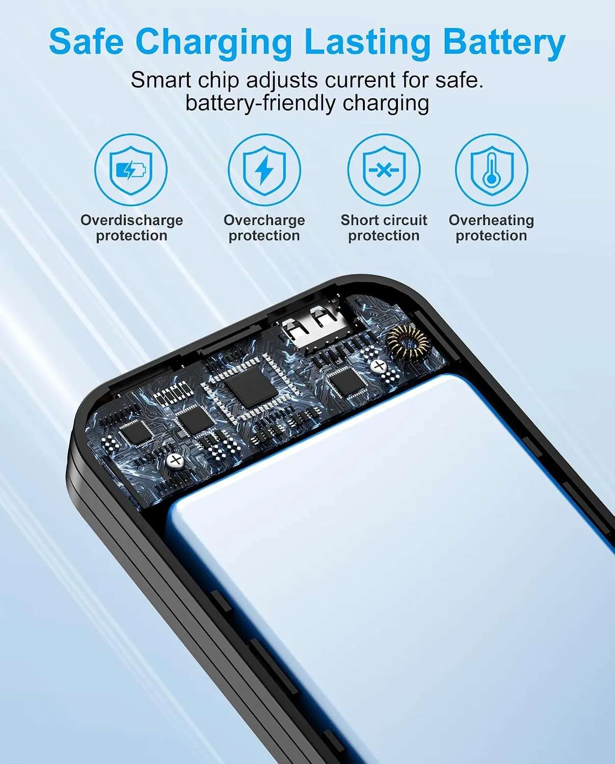 citicr Portable Charger 10000mAh PD20W w/Built-in Cables & Wall Plug White