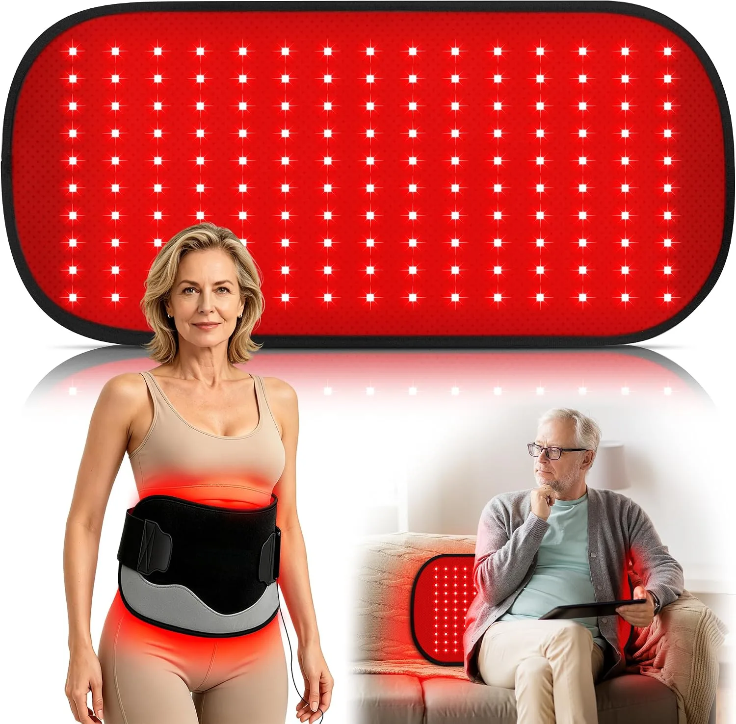 Red Light Therapy for Body,FSA&HSA Eligible Infrared Light Therapy Mat,24"x 12” Dual Wavelength and 10-90 Min Timer,4 Modes and 5 Levels with Medical-Grade TPU for Full Body Pain Relief