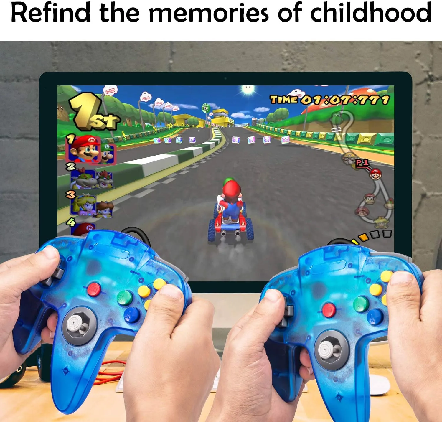2 Pack N64 USB Controller, miadore USB Retro N64 Gamepad Joystick Raspberry Pi Controller for Windows PC MAC Linux (Clear Blue)