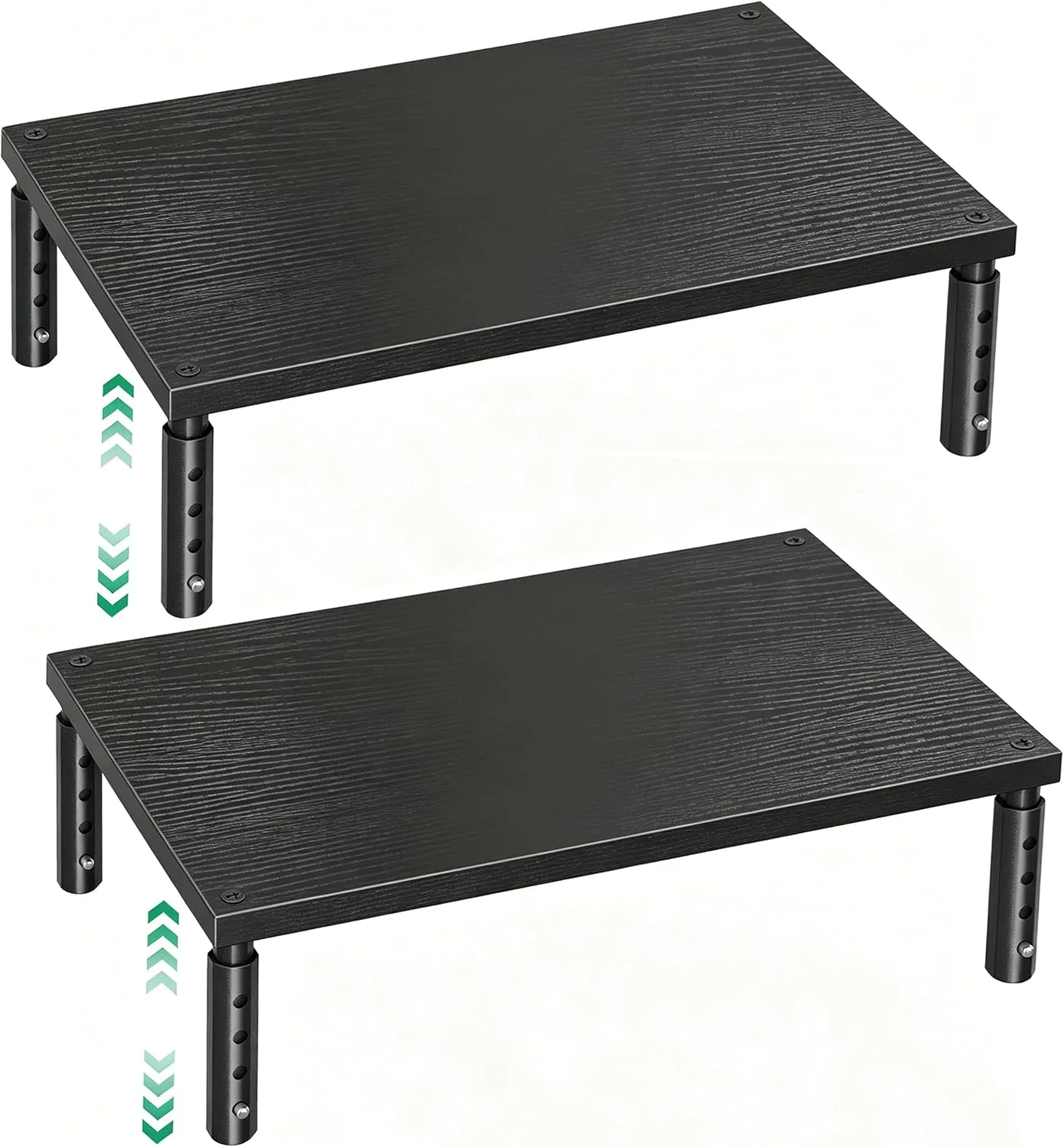 Base para monitor Opnice ajustable de madera negra 2 unidades