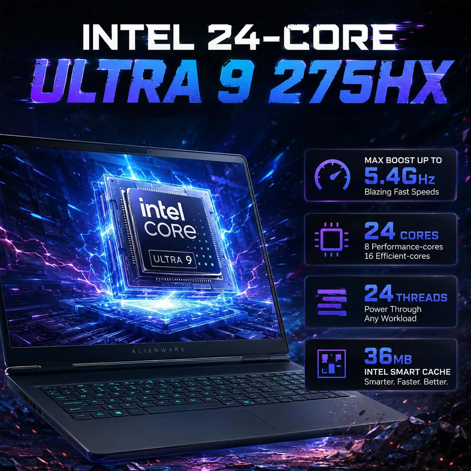 Dell Alienware 16X Aurora AI Gaming Laptop 16" WQXGA 240Hz (100% DCI-P3) Intel 24-core Ultra 9 275HX 16GB RAM 1TB SSD GeForce RTX 5070 8GB (Up to 798 AI Tops) Backlit Wi-Fi 7 Thunderbolt Win11 Pro