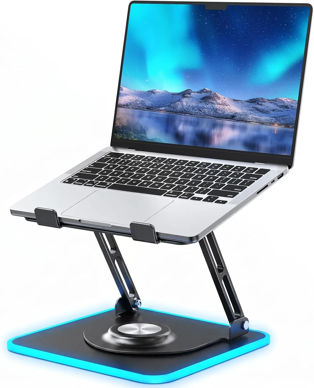 JOYEKY Laptop Stand for Desk(360°Rotating),Aluminum Laptop Riser for 10-16" Laptops (Black-RGB)