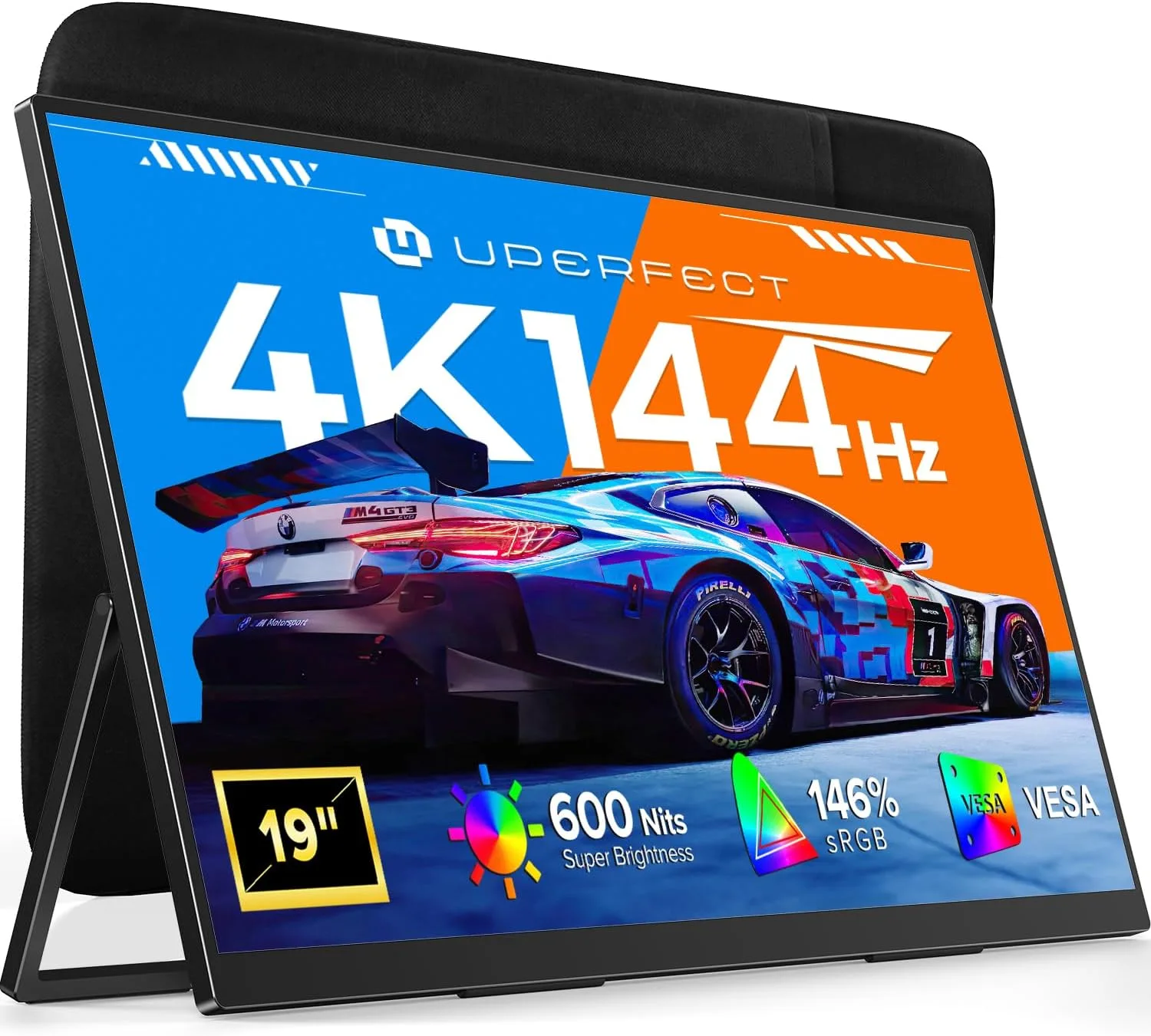 UPERFECT 19" 4K 144Hz Portable Monitor,  600 Nits 146% sRGB Gaming Monitor