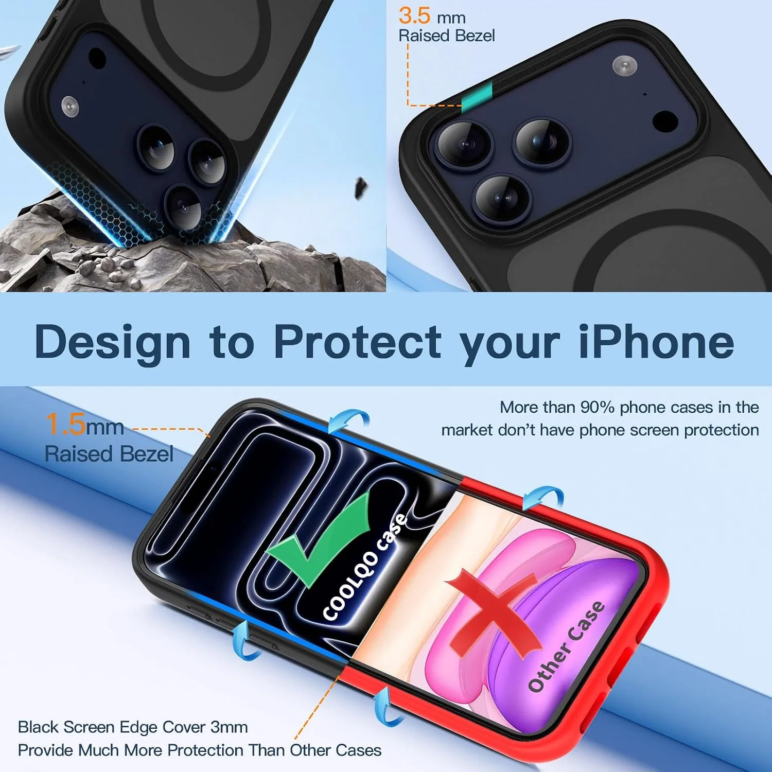 COOLQO Magnetic for iPhone 18/17 Pro Case, Translucent Matte, Black