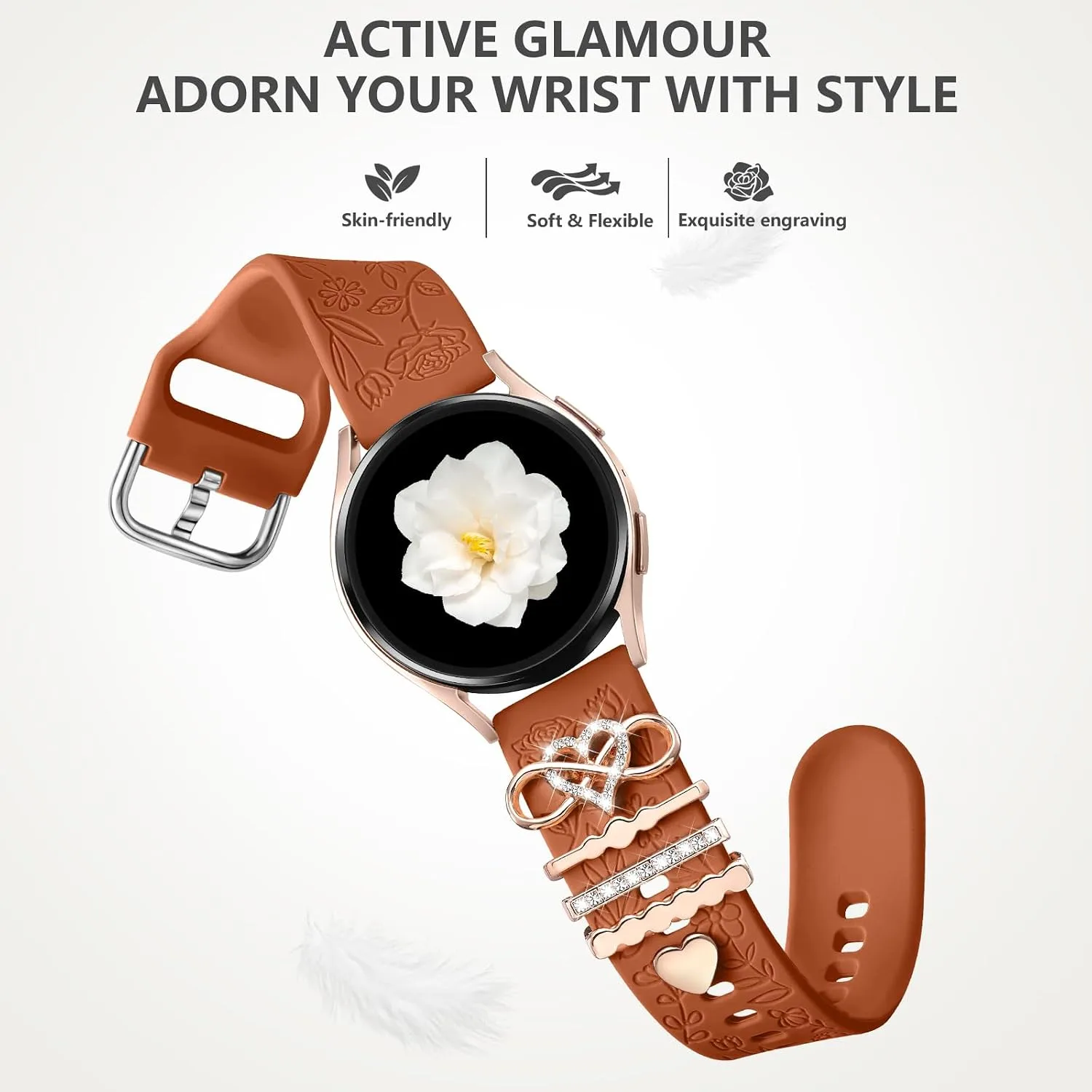 DaQin Flower Engraved Band Compatible with Samsung Galaxy Watch 7 Bands