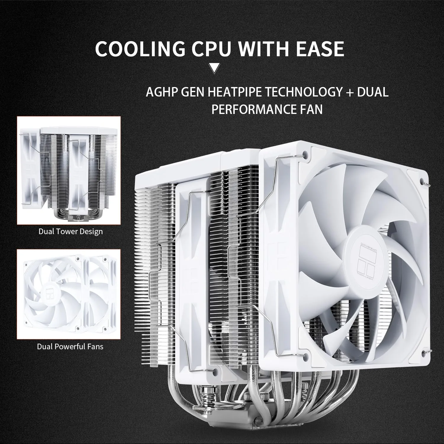 Thermalright Peerless Assassin 120 Digital White CPU Air Cooler, Digital Screen Top Cover,6 Heatpipes Computer CPU Cooler, for AM4/AM5,Intel LGA1700/1851/1150/1151/1200, PC Cooler-White