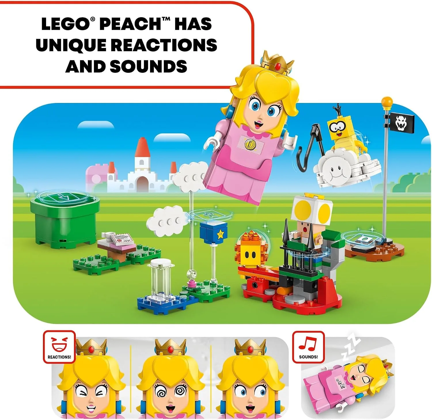 LEGO Super Mario Adventures with Interactive Peach Princess Toy, Super Mario Playset for Kids, Yellow Toad Figure, Nintendo Toy Gift for Girls, Boys and Any Gamers Ages 6 and Up, 71441