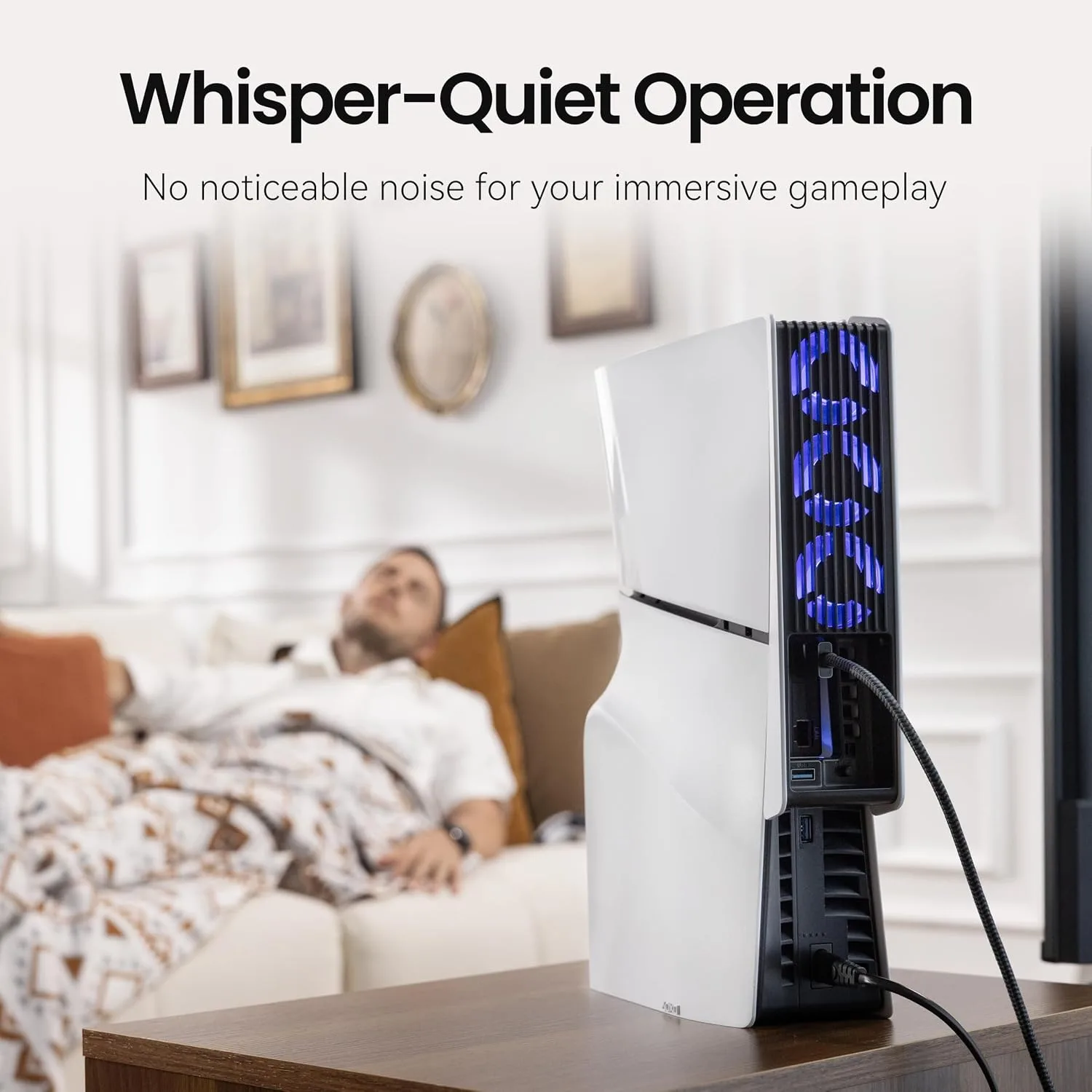 KIWIHOME Cooling Fan for PS5 Slim, Larger 3-Fan with Auto Speed USB3.0
