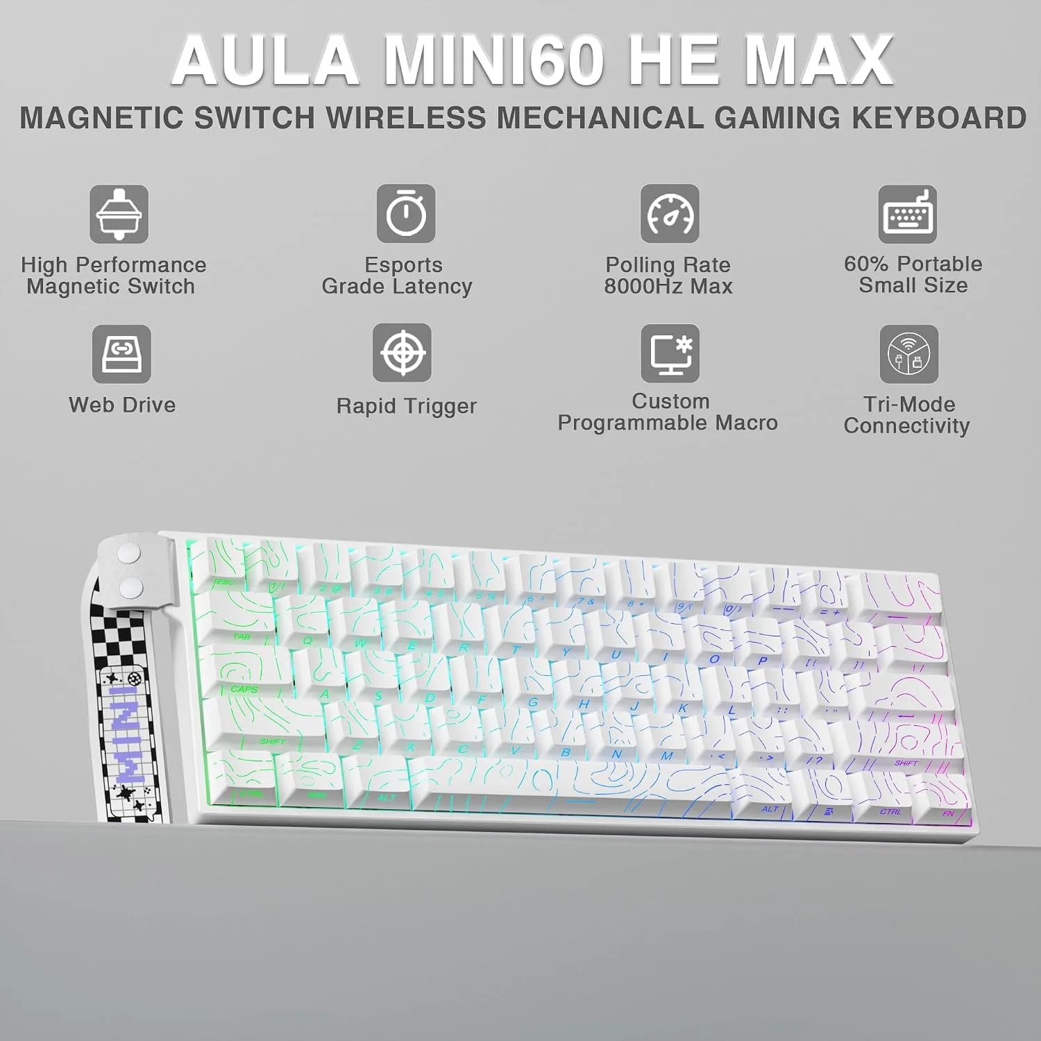 Aula MINI60 HE MAX Wireless Gaming Keyboard 60% Magnetic Switch Keyboard