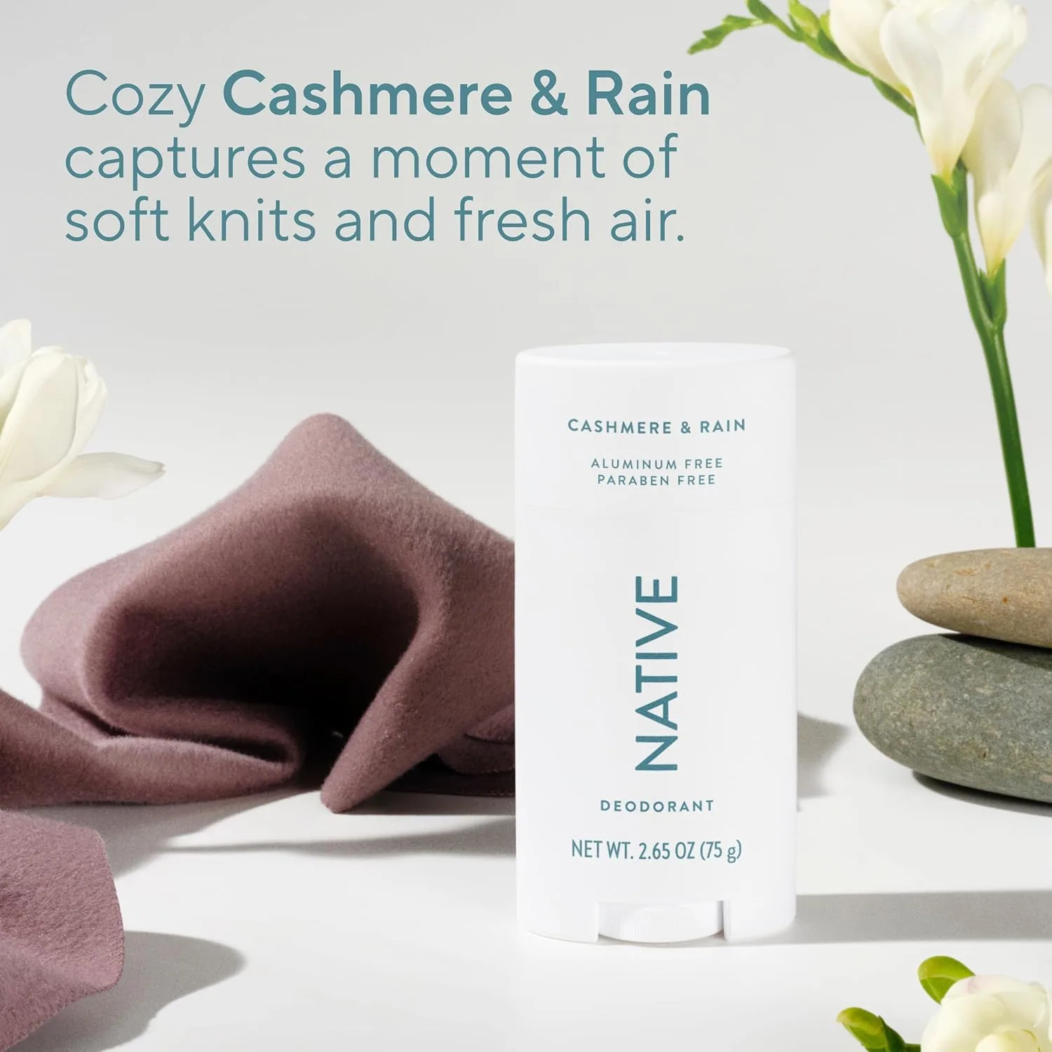 Native Deodorant Contains Naturally Derived Ingredients, 72 Hour Odor Control, Deodorant for Women and Men, Aluminum Free, Cashmere & Rain Scent, 2.3 Ounce (Pack of 12)