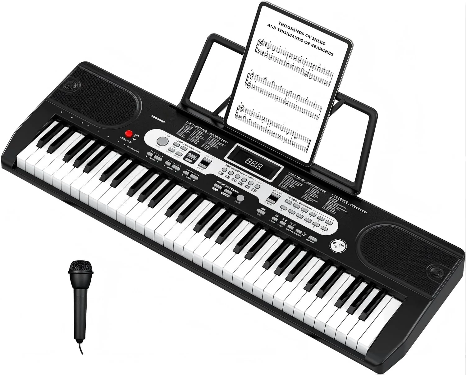 Garvee Electronic Keyboards Piano 61 Key, Portable Keyboards Piano with Microphone, Holder, Note Stickers for Beginners
