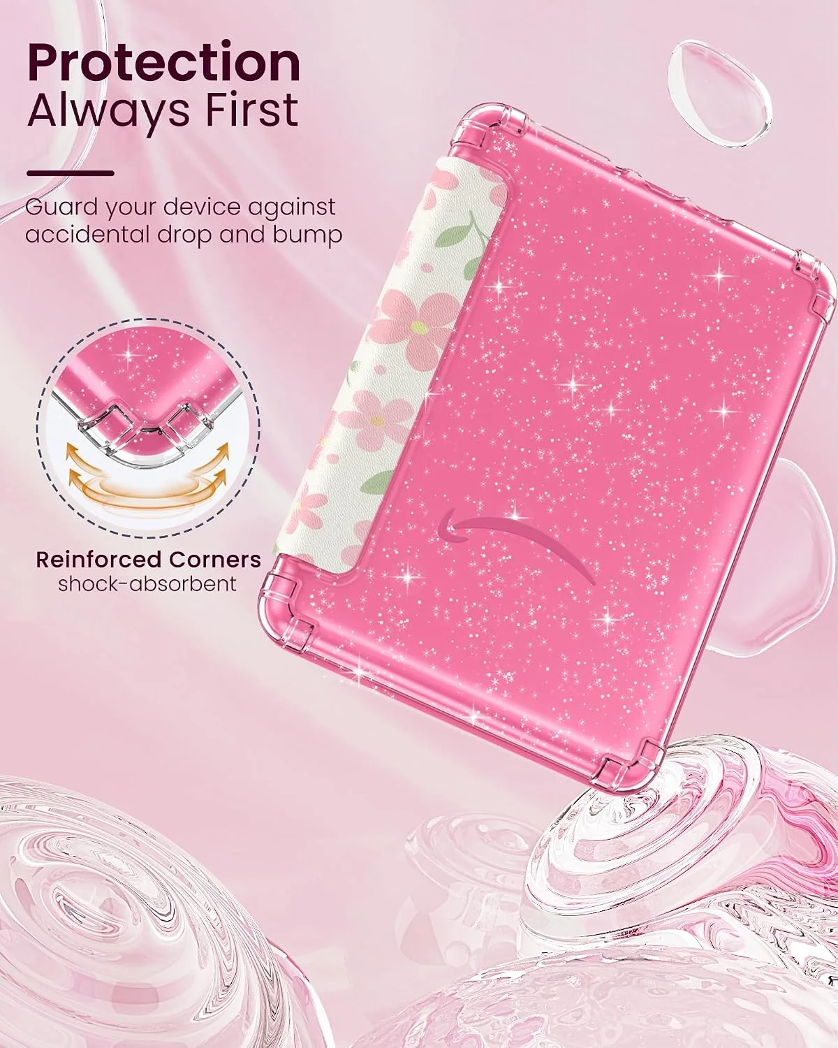 MoKo Case for 7" Kindle Paperwhite 12th Gen & Colorsoft,Flower & Leaves