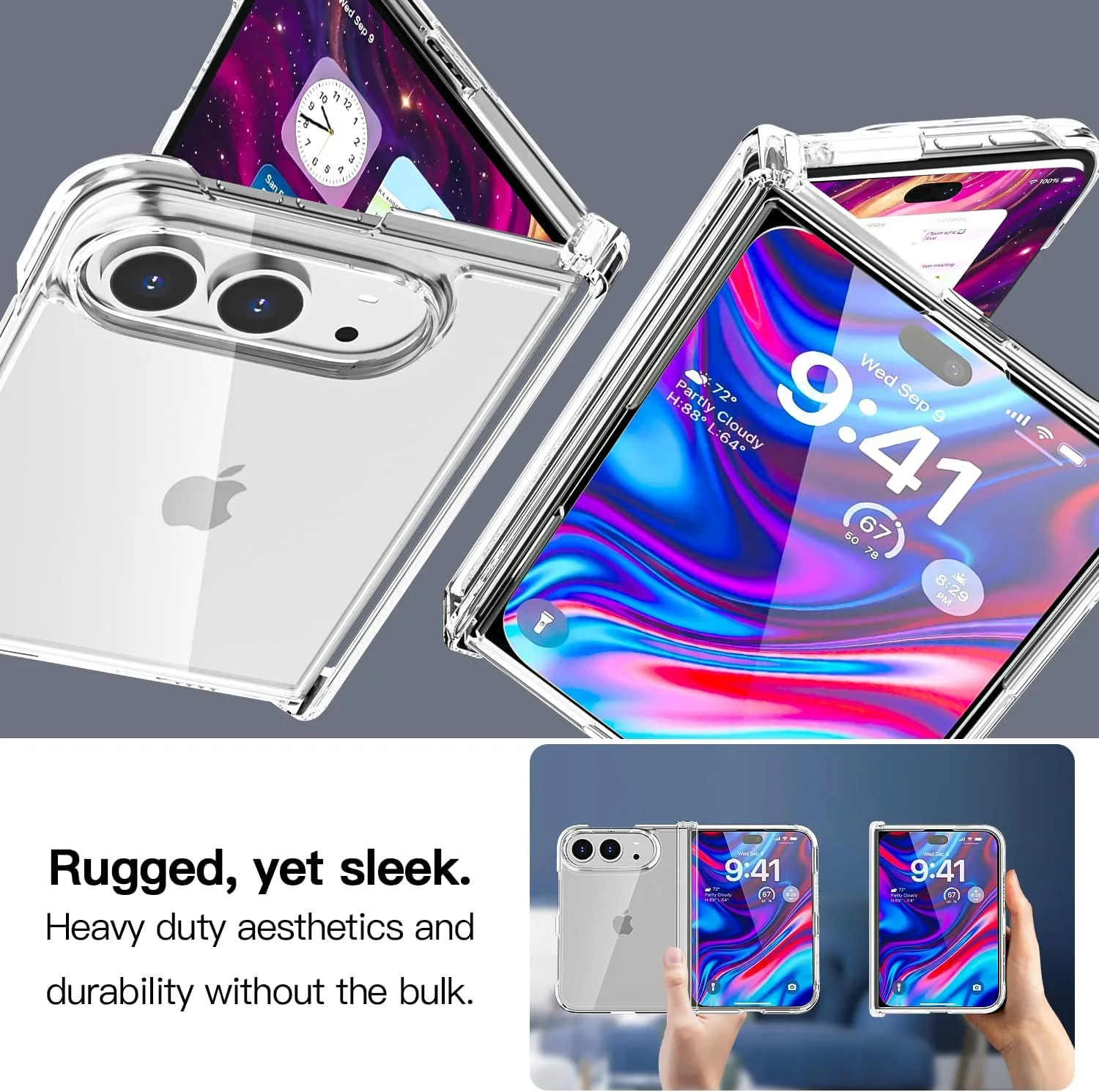 AICase for iPhone Duo Case Hinge Protection Clear Slim Fold Phone Cover