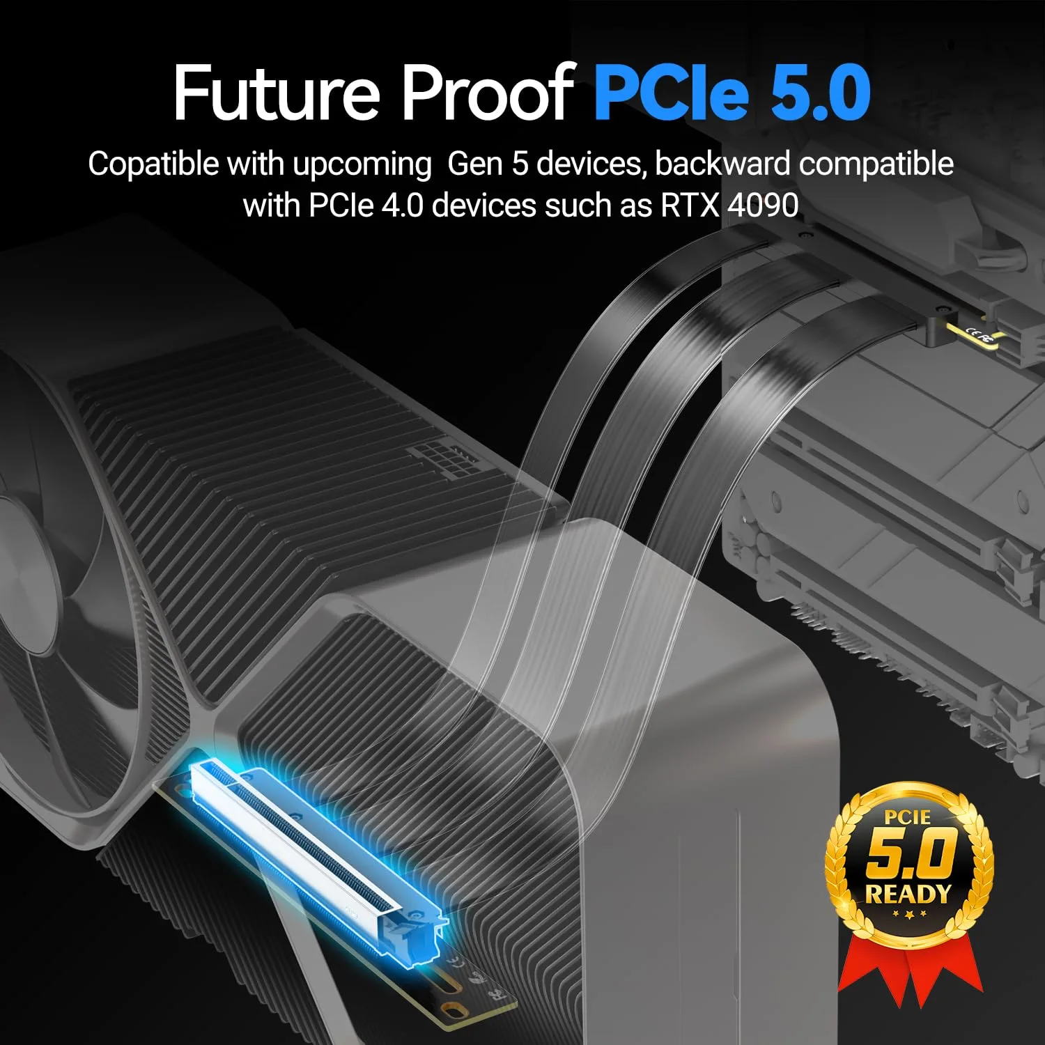 JEYI PCIE 5.0 Riser Cable Vertical GPU Mount x16 128GB/s RTX 5090/5080