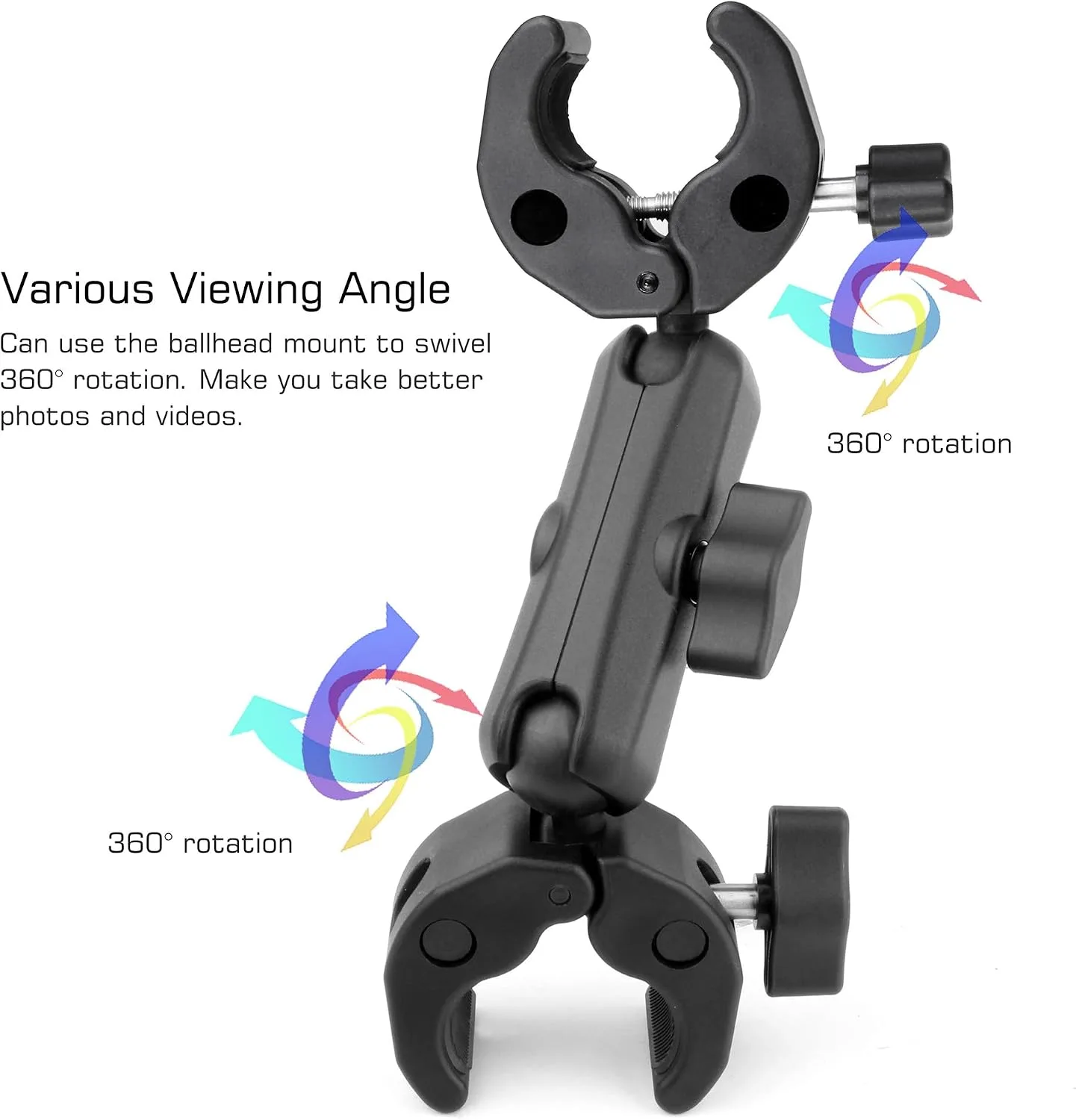 GEPULY 360° Double Super Clamp Mount Umbrella Attachment for Chair Cameras
