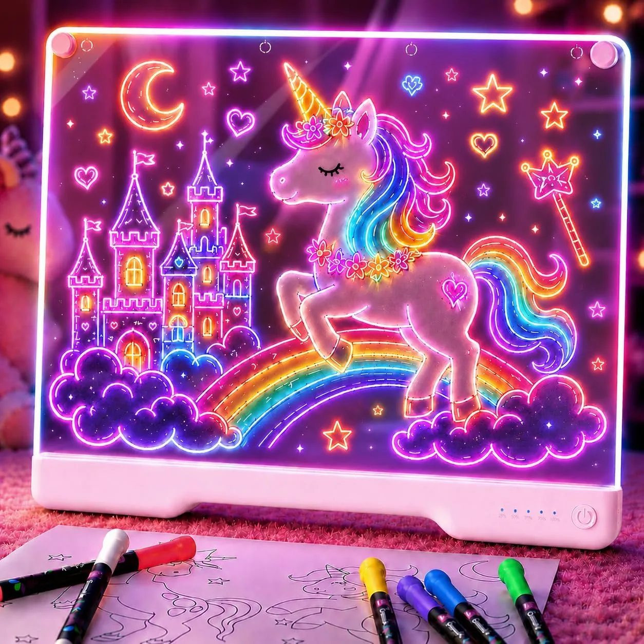 Geokay 16" Rechargeable LED Drawing Board with 9-Color Light Effects
