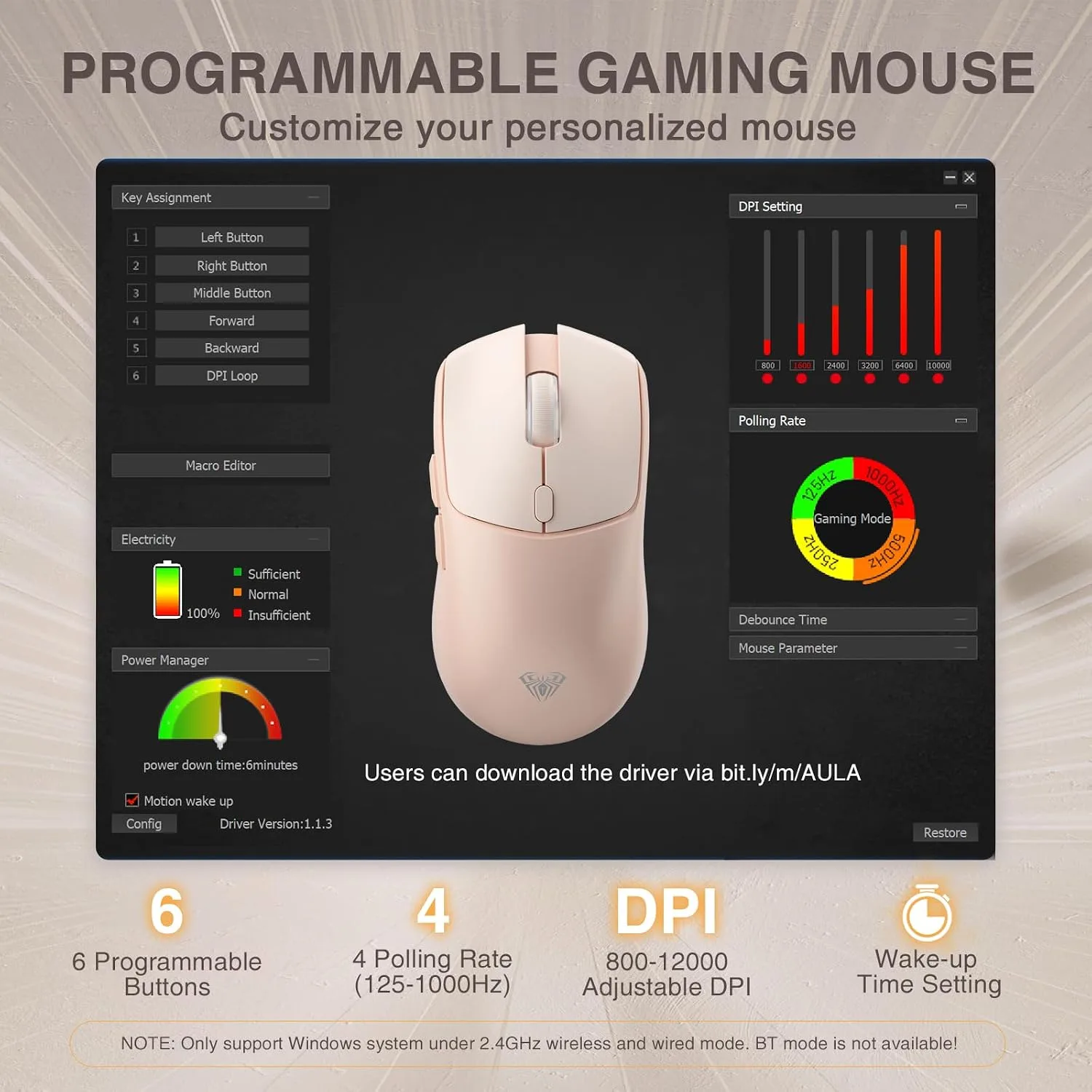 AULA SC580X Wireless Gaming Mouse, Tri-Mode Gaming Mice & 12000 DPI