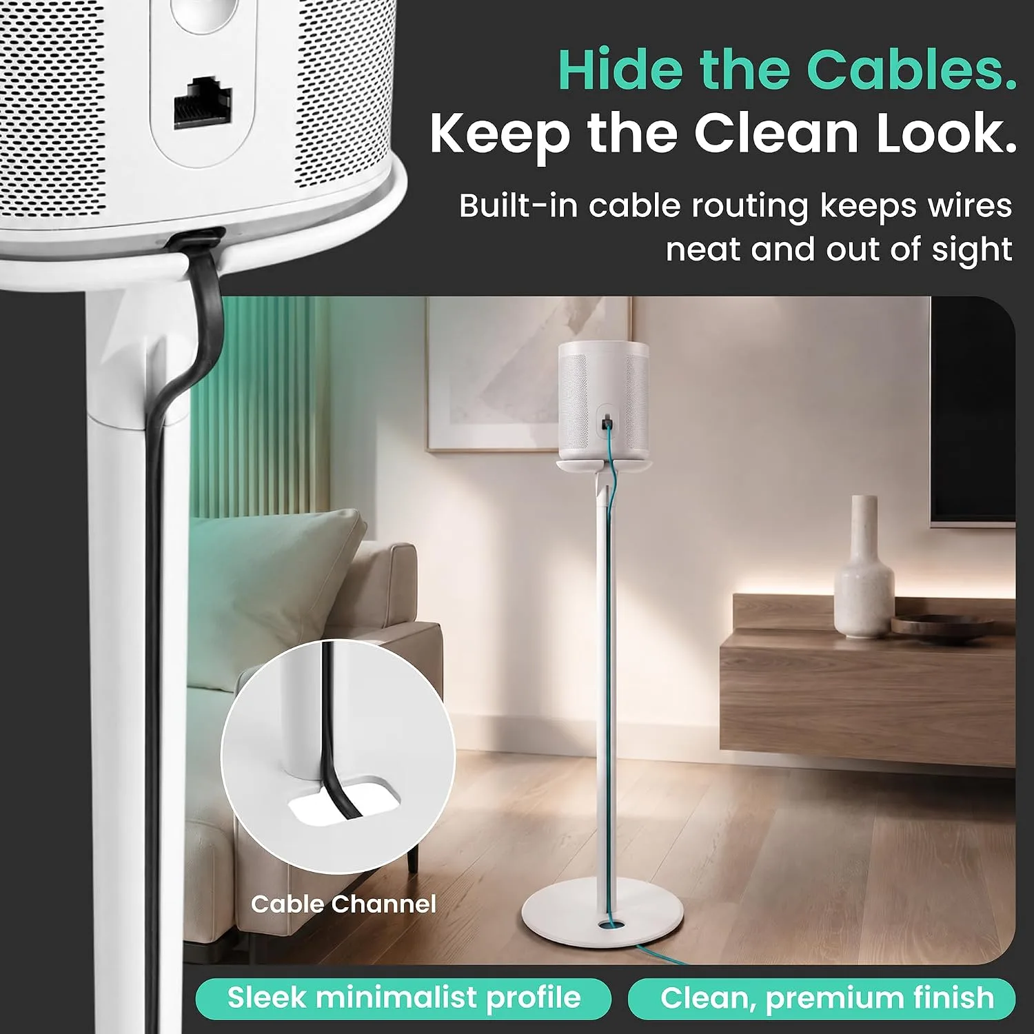 ynVISION.DESIGN Speaker Stands for Sonos One/One SL & Play:1, White, 2 Pack