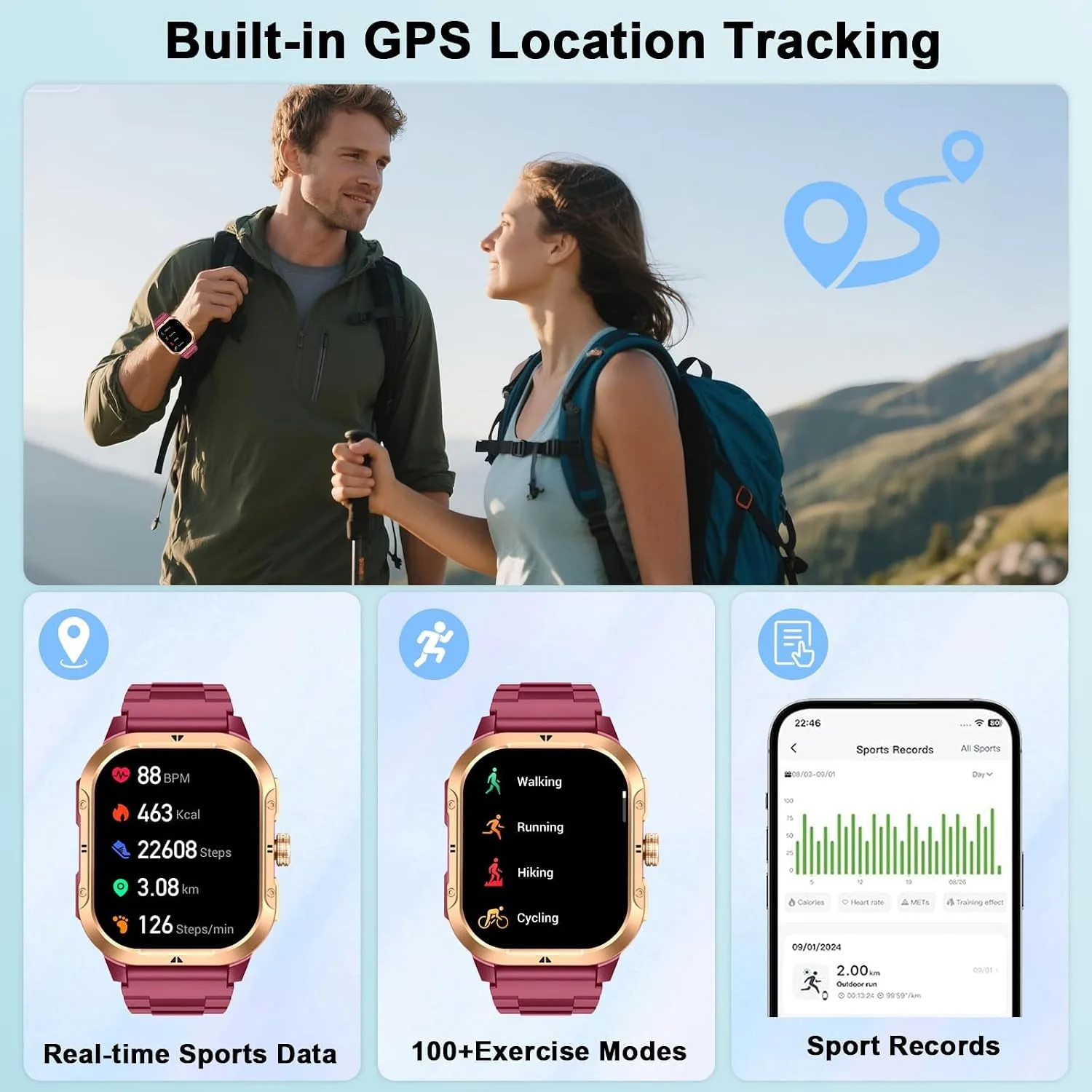 Smart Watch for Men (Answer/Make Calls), 2.06" GPS Fitness Smart Watch