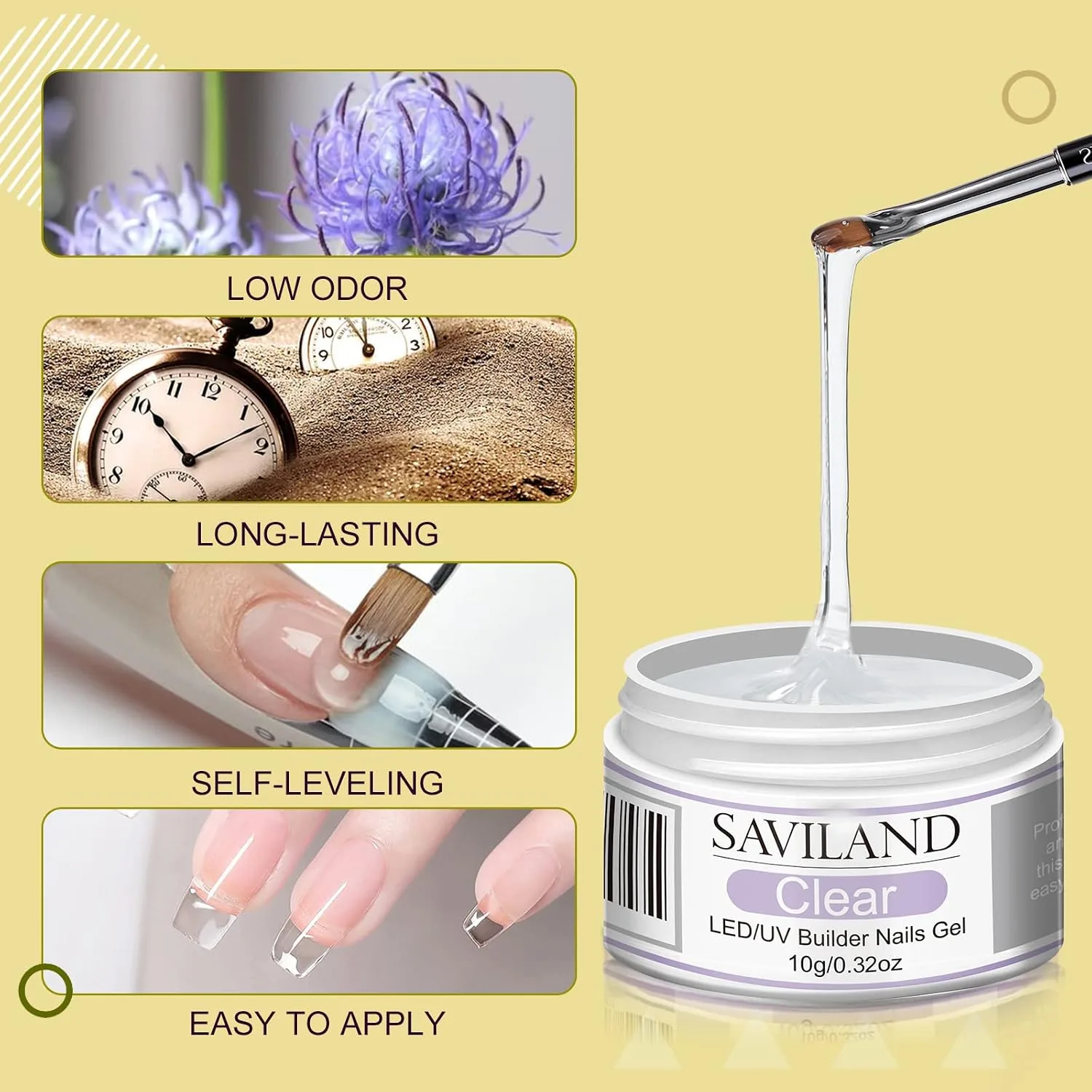 SAVILAND Builder Nail Gel Kit, Clear White Pink Nudes Colors Set