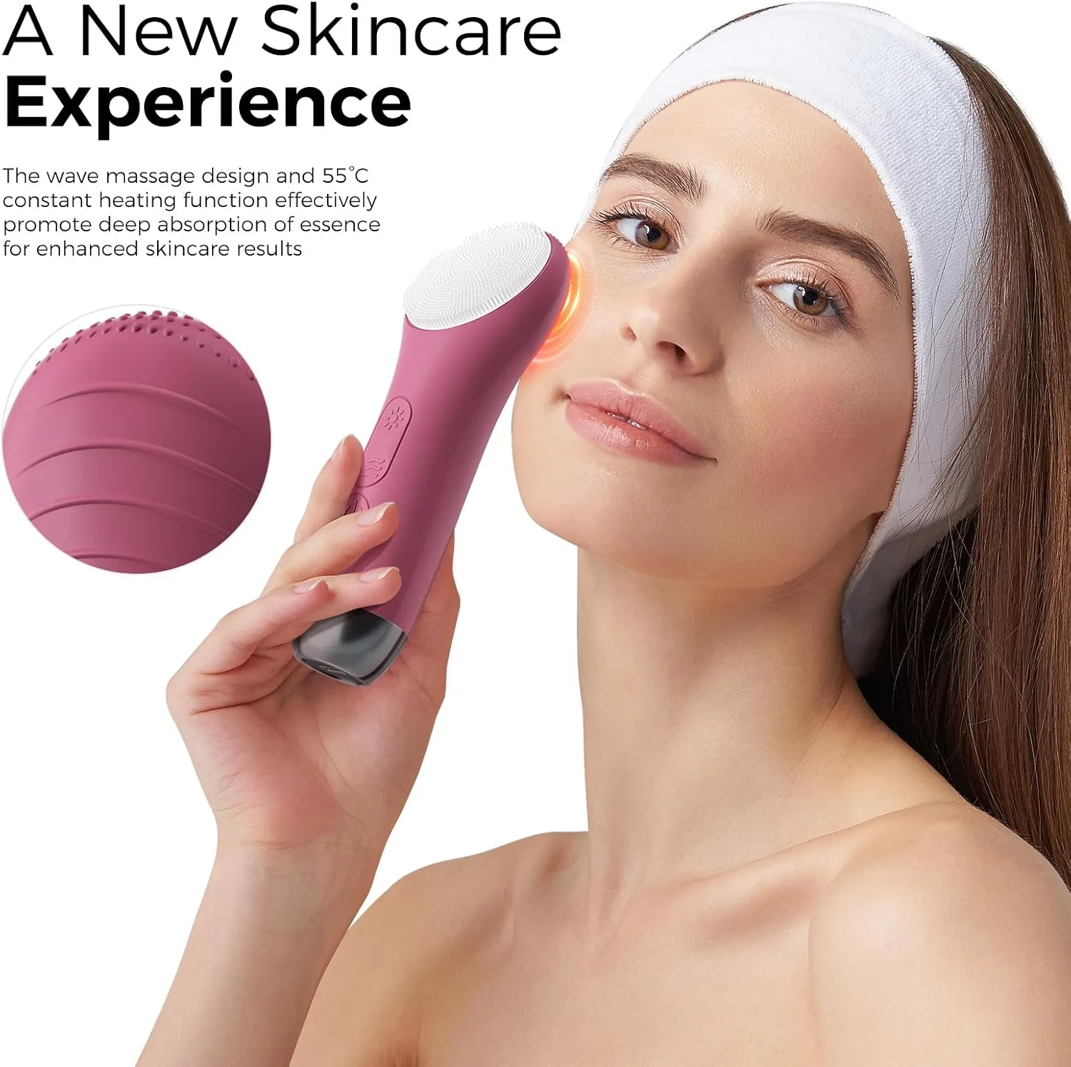 Ccigedy Rechargeable Face Scrubber, Electric Facial Cleansing Brush (Berry)