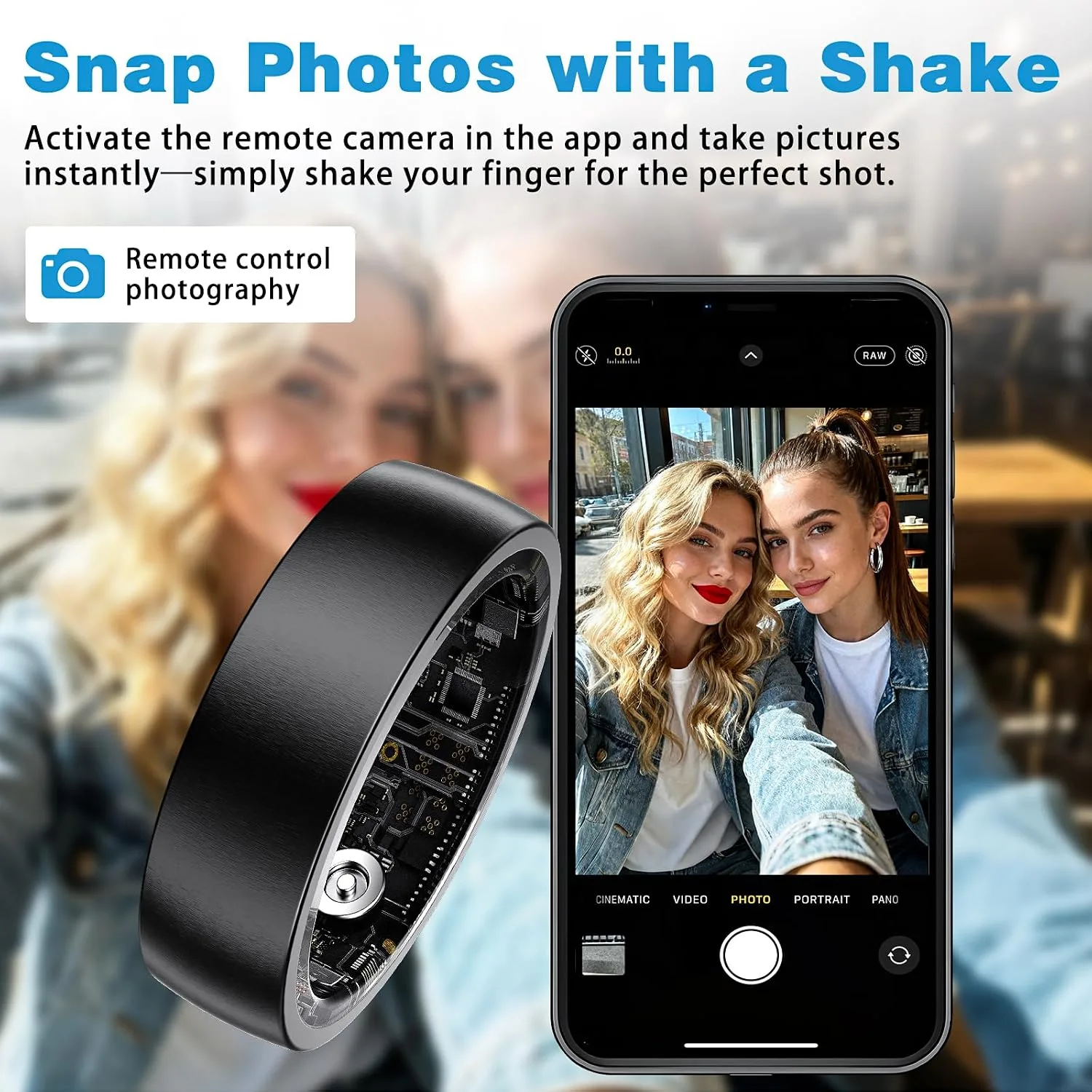 Smart Ring Women Men, Fitness Tracker, No Subscription, Sleep, Black 10