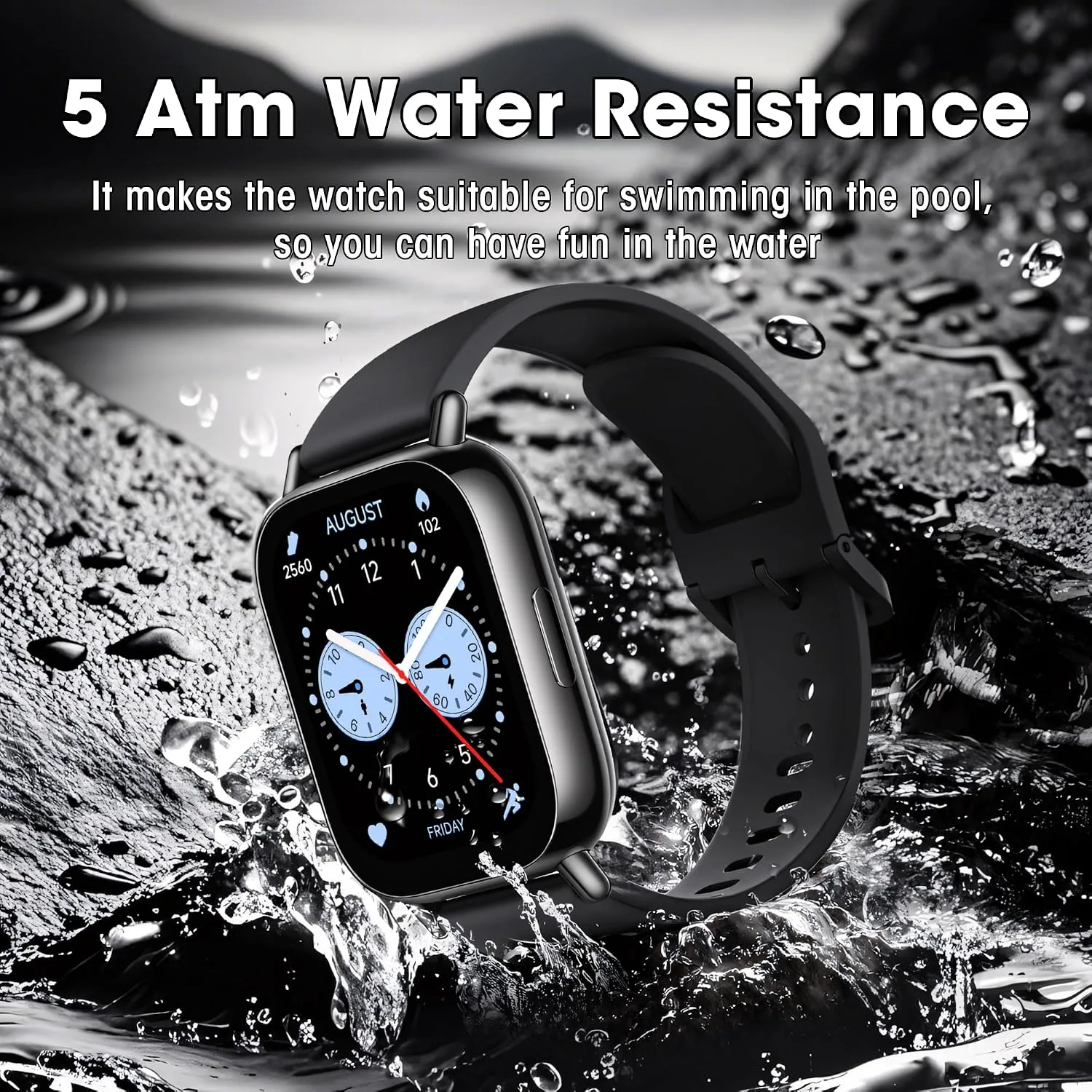 Xiaomi Redmi 5 Lite Smart Watch, Step Counter Watch for Women Men with 1.96" LCD Large Display, 140 Sports Modes, 5ATM Waterproof (Lite-Black)