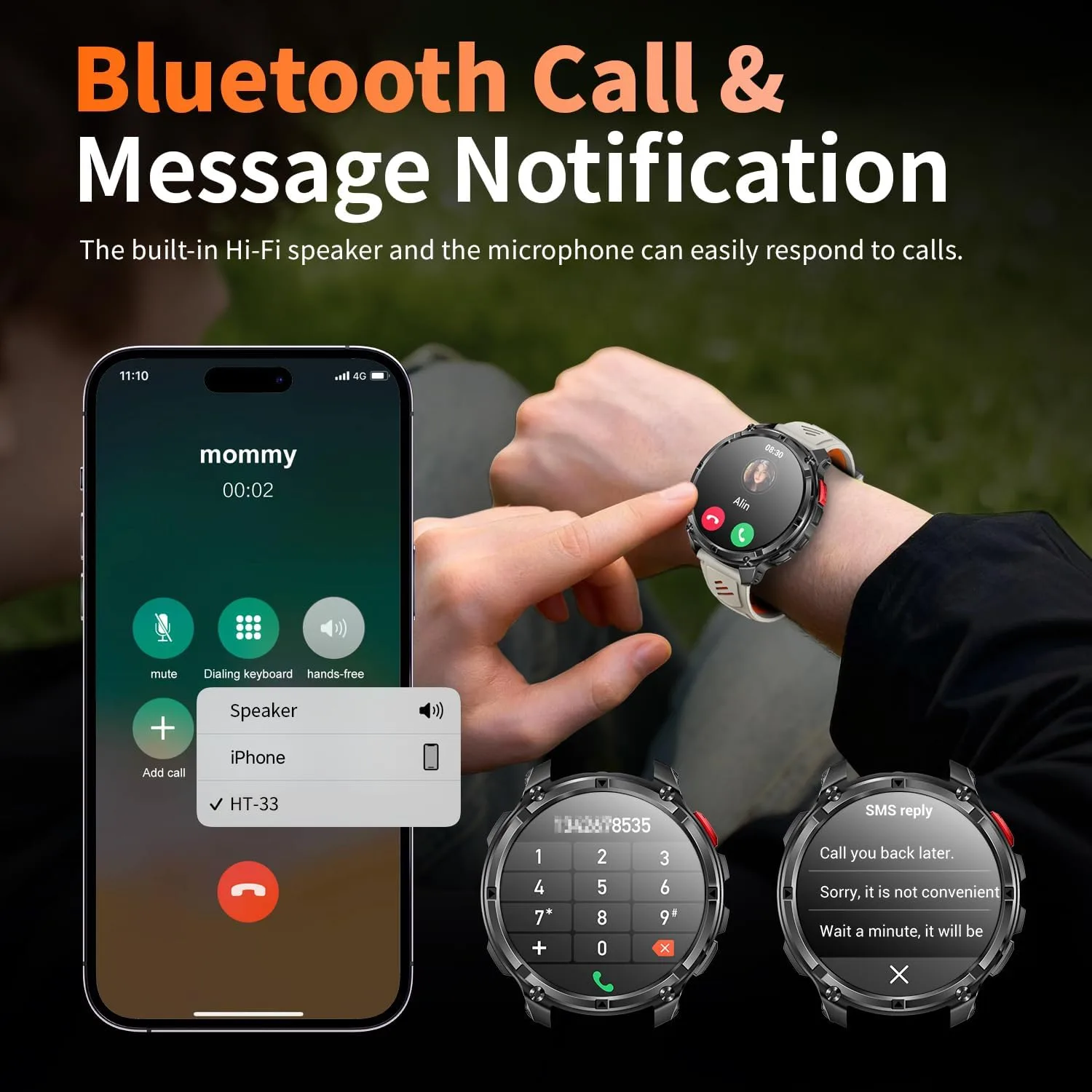 Military Smartwatch for Men with Compass & Flashlight, Bluetooth Calling Rugged Outdoor Smart Watch, Fitness Tracker with Heart Rate Sleep Monitor, Waterproof Tactical Smartwatch for Android iPhone