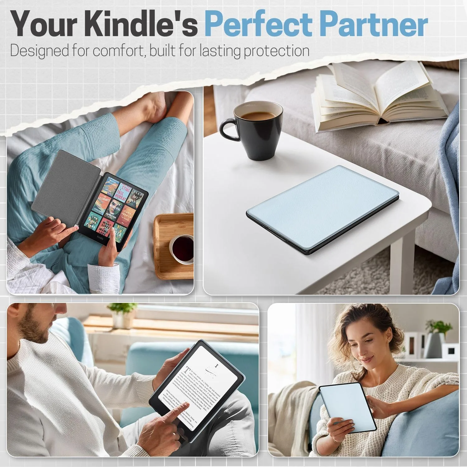 TNP Kindle Paperwhite 12th Gen Case, Colorsoft 7-Inch Cover, Light Blue