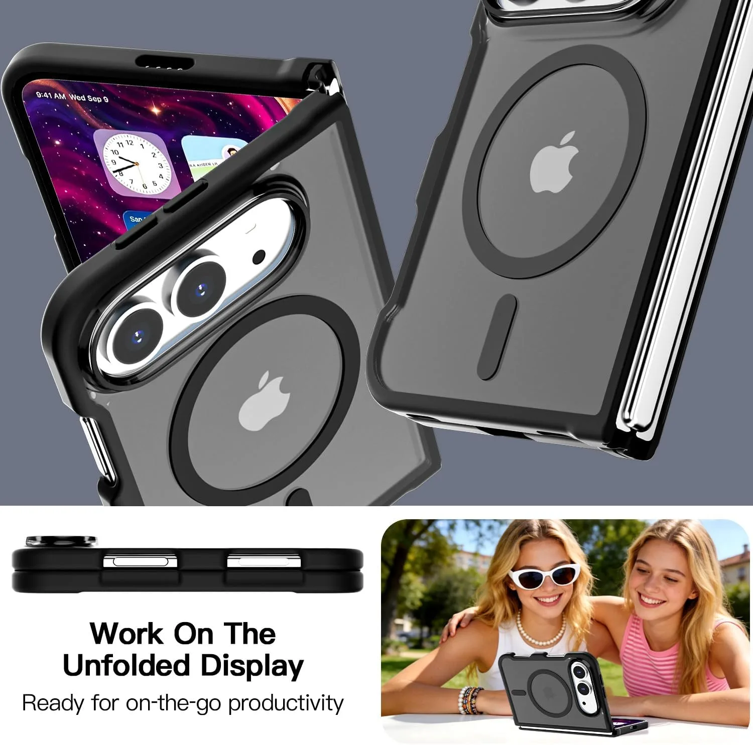 AICase for iPhone Duo Case,Fold Matte Translucent Fit for Magsafe