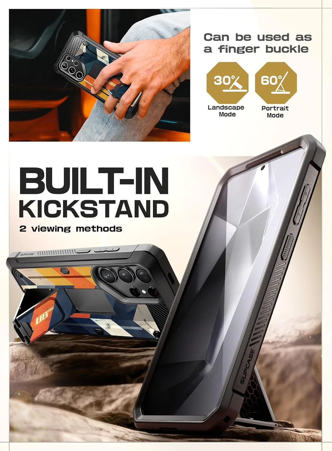 SUPCASE for Galaxy S24 Ultra Case with Built-in Screen Protector, Chevron