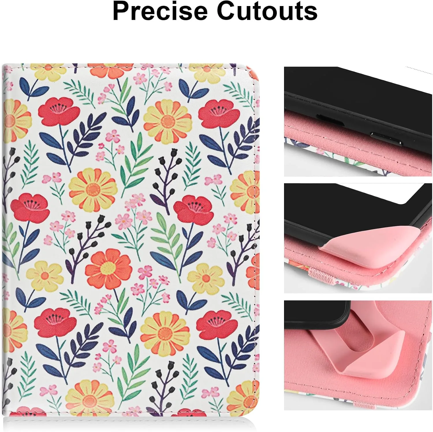 HoYiXi Universal Case for 6 inch Kindle eReader Compatible with Paperwhite(2015/2018)/Pocketbook and Tolino/Kobo Clara HD,6" eReader Protective Case Cover Elastic Rope,Flowers 2