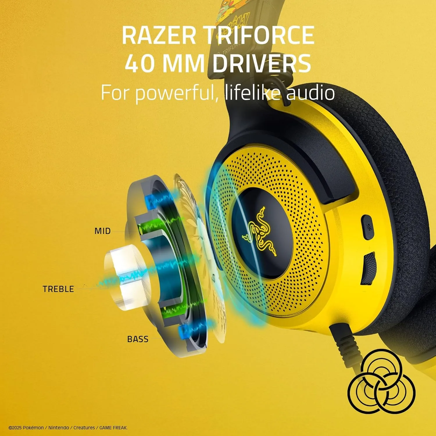 Razer Kraken V4 X Wired USB-C & Type A Gaming Headset, Pokémon Edition