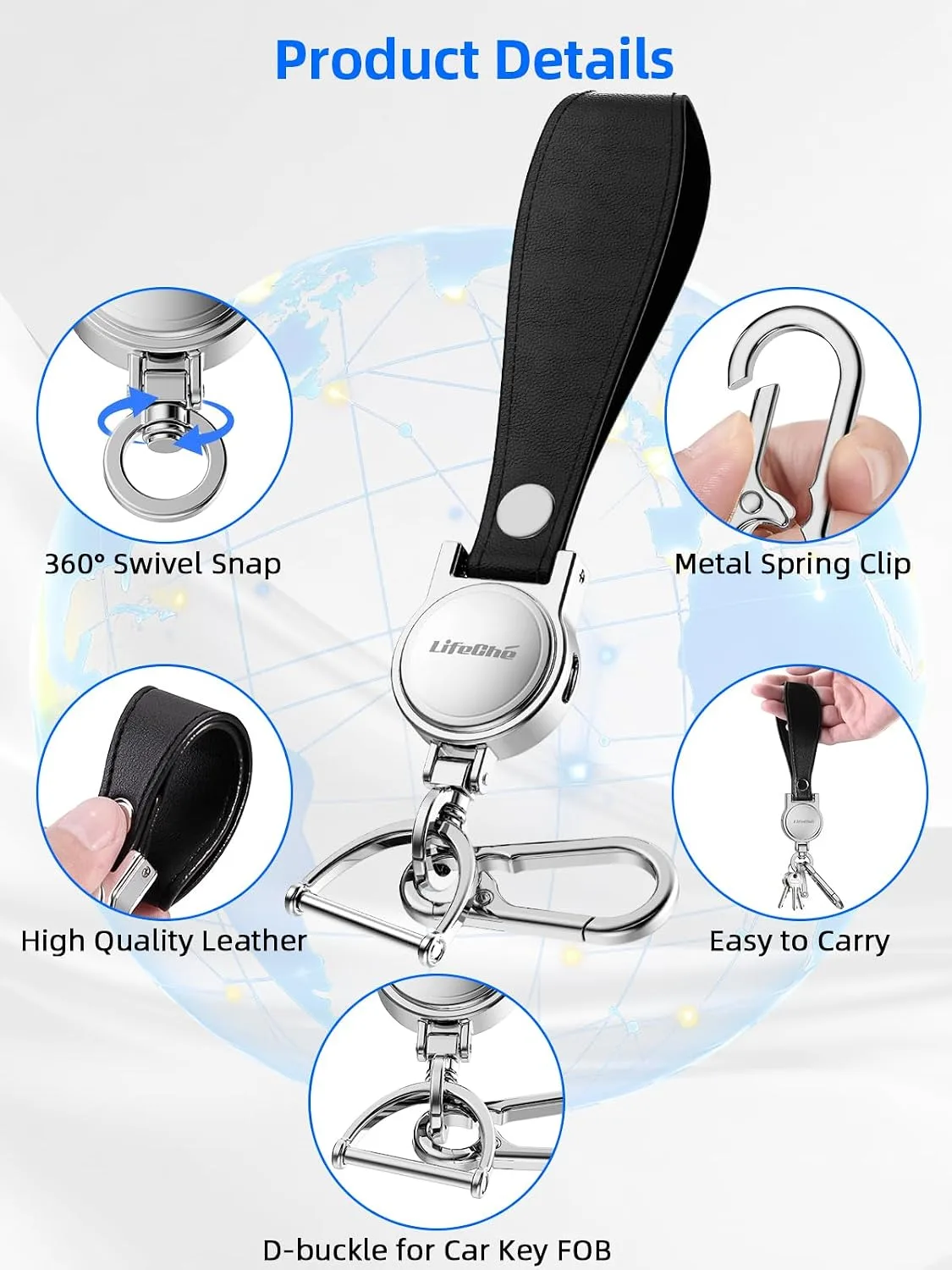 Find My Key Finder, Stainless Steel Keychain, Rechargeable Tracker