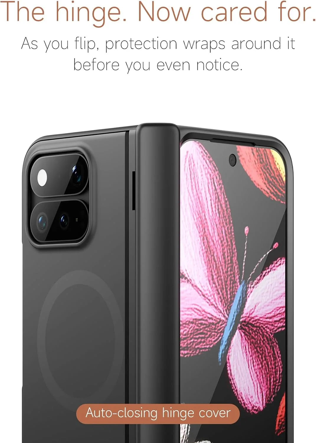 SURITCH for Google Pixel 11 Pro Fold Case with Screen Protector, Compatible with MagSafe, Magnetic Shockproof Protective Cover Slim Bumper Cases with Hinge Protection & Built-in Kickstand, Black