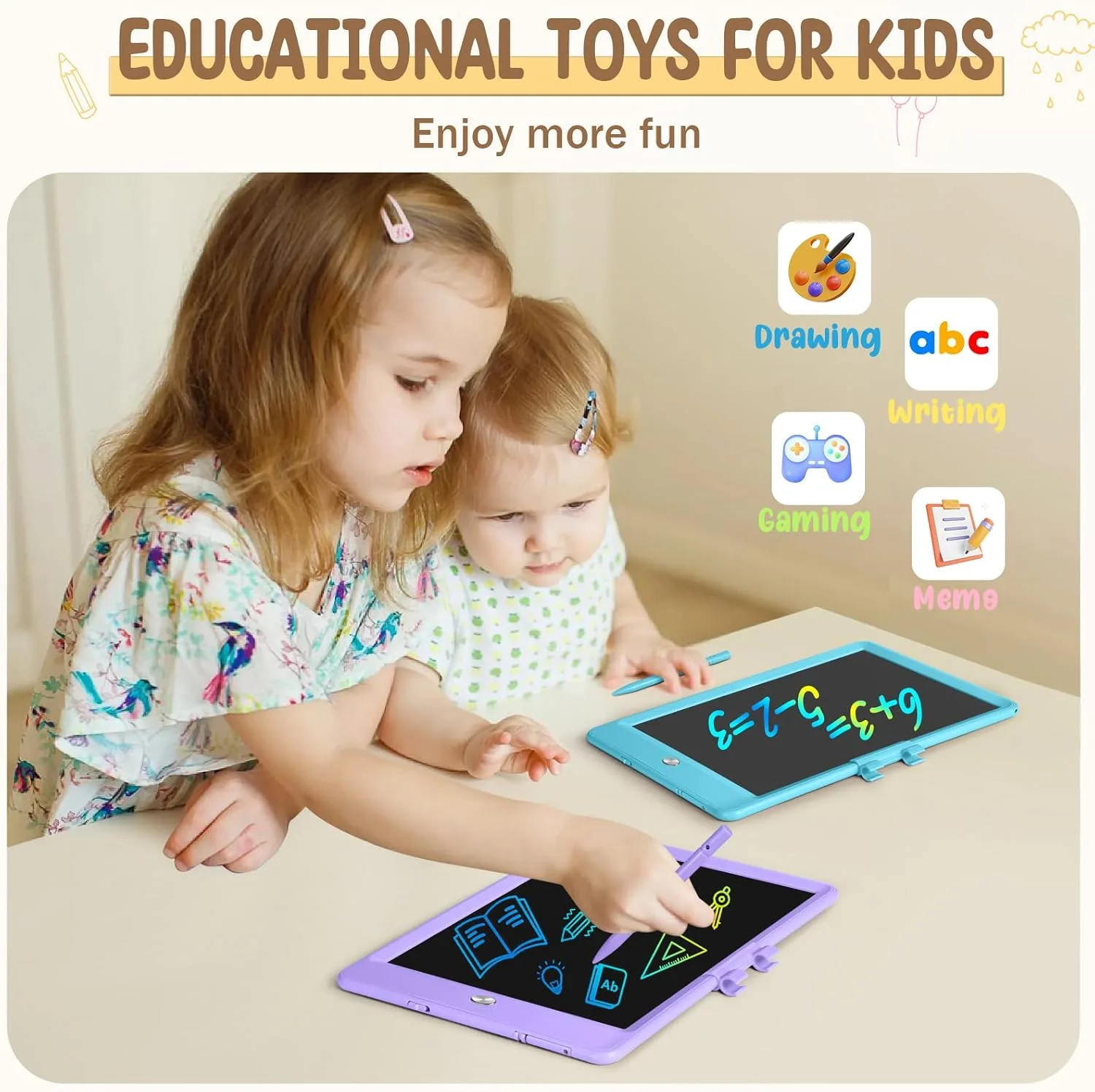 Kidopire LCD Writing Tablet, 2Pack Drawing Pad for Kids, Kid Doodle Board