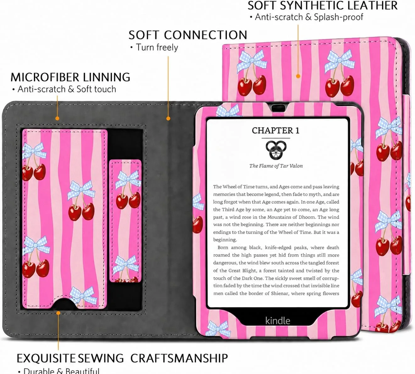 CoBak 6 Inch Case with Stand, not for iPad(A0J28), Cherry Summer