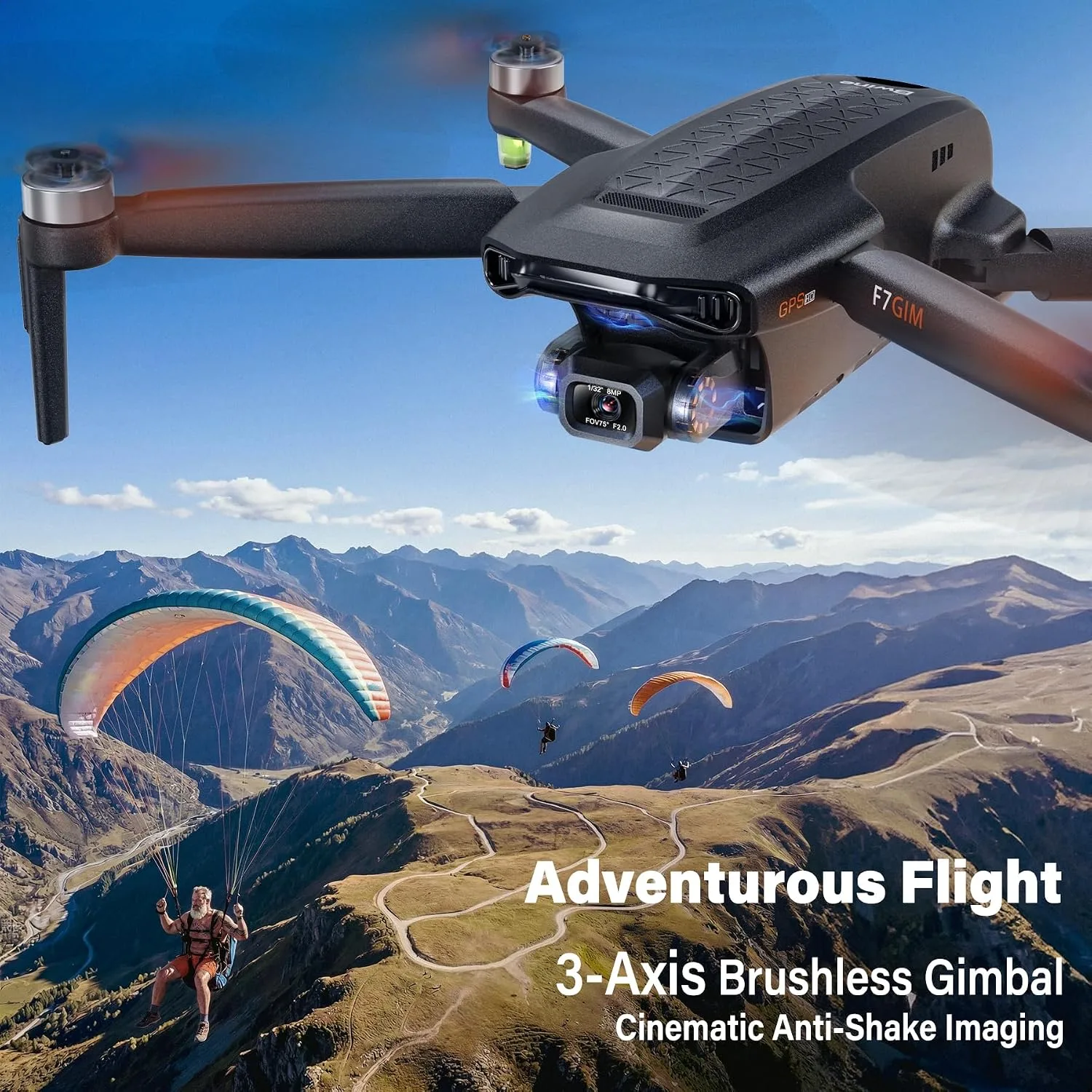 Bwine F7GIM 4K Video 6K Photo Drones with Camera for Adults 3-Axis Gimbal．