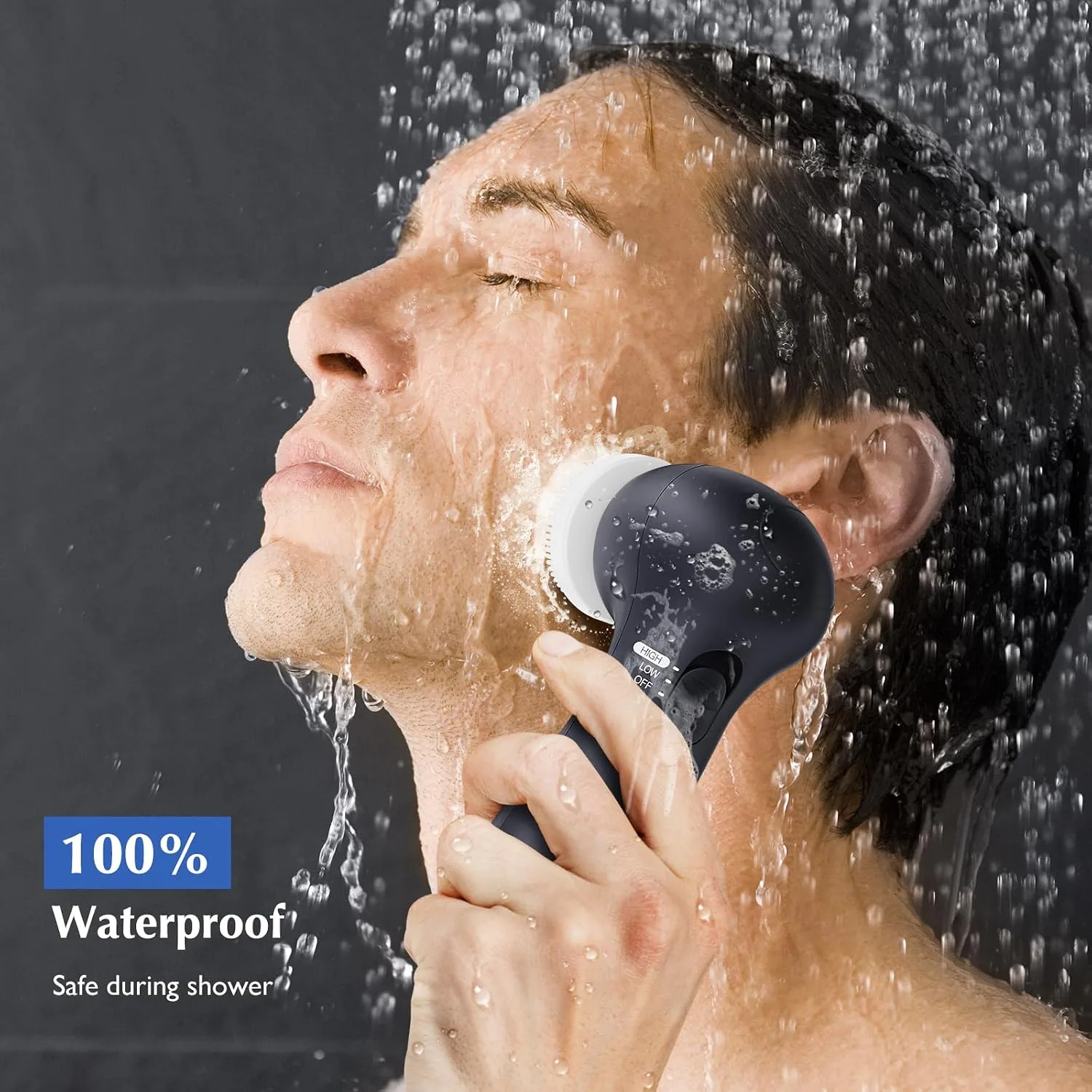 COSLUS Facial Cleansing Brush Face Scrubber, Upgrade Set, Black