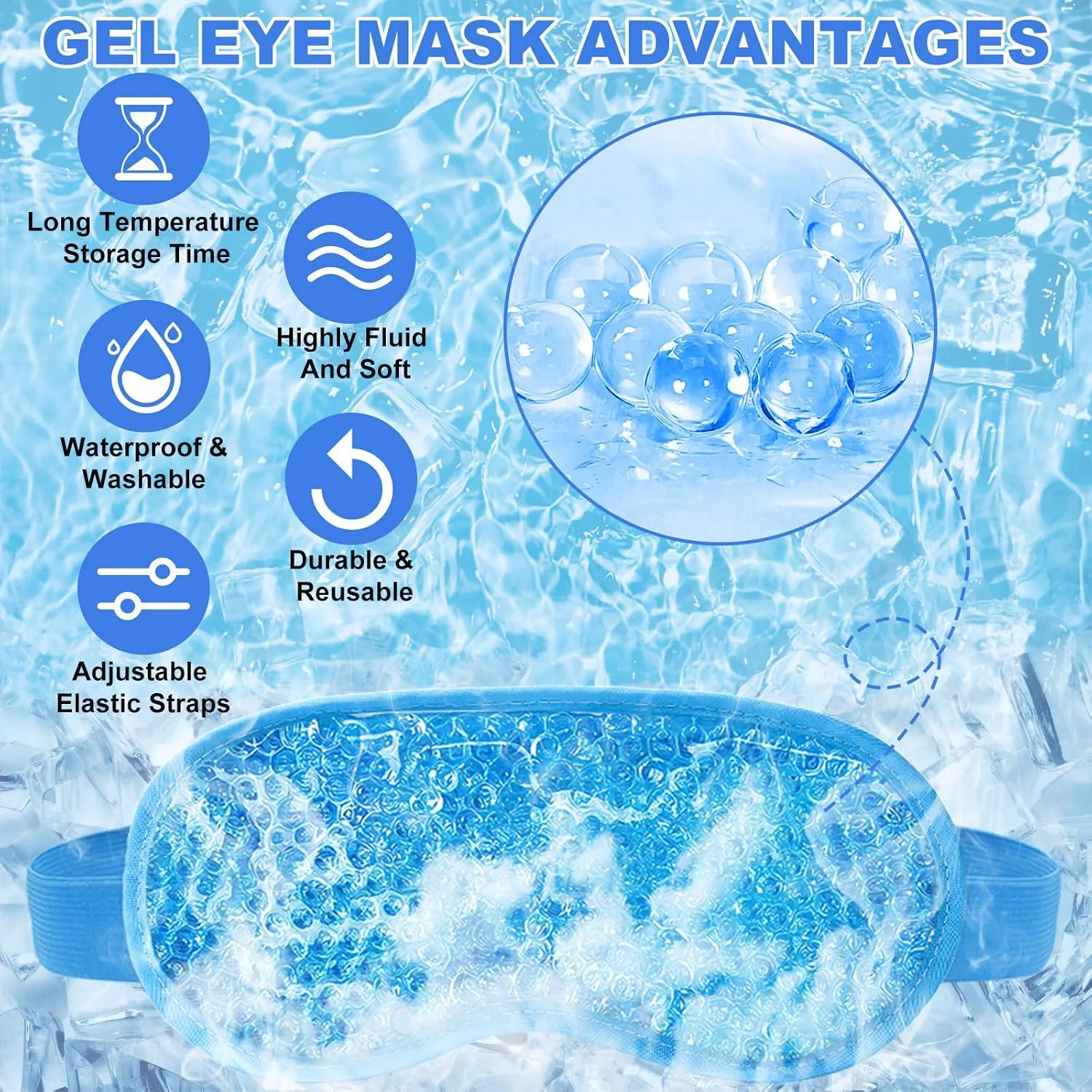 candyfouse 2Pack Cold Cooling Eye Mask, Reusable Hot Colder Therapy Gel Bead with Plush Backing for Puffiness Migraine Stress Relief Skin Care Dry Eyes