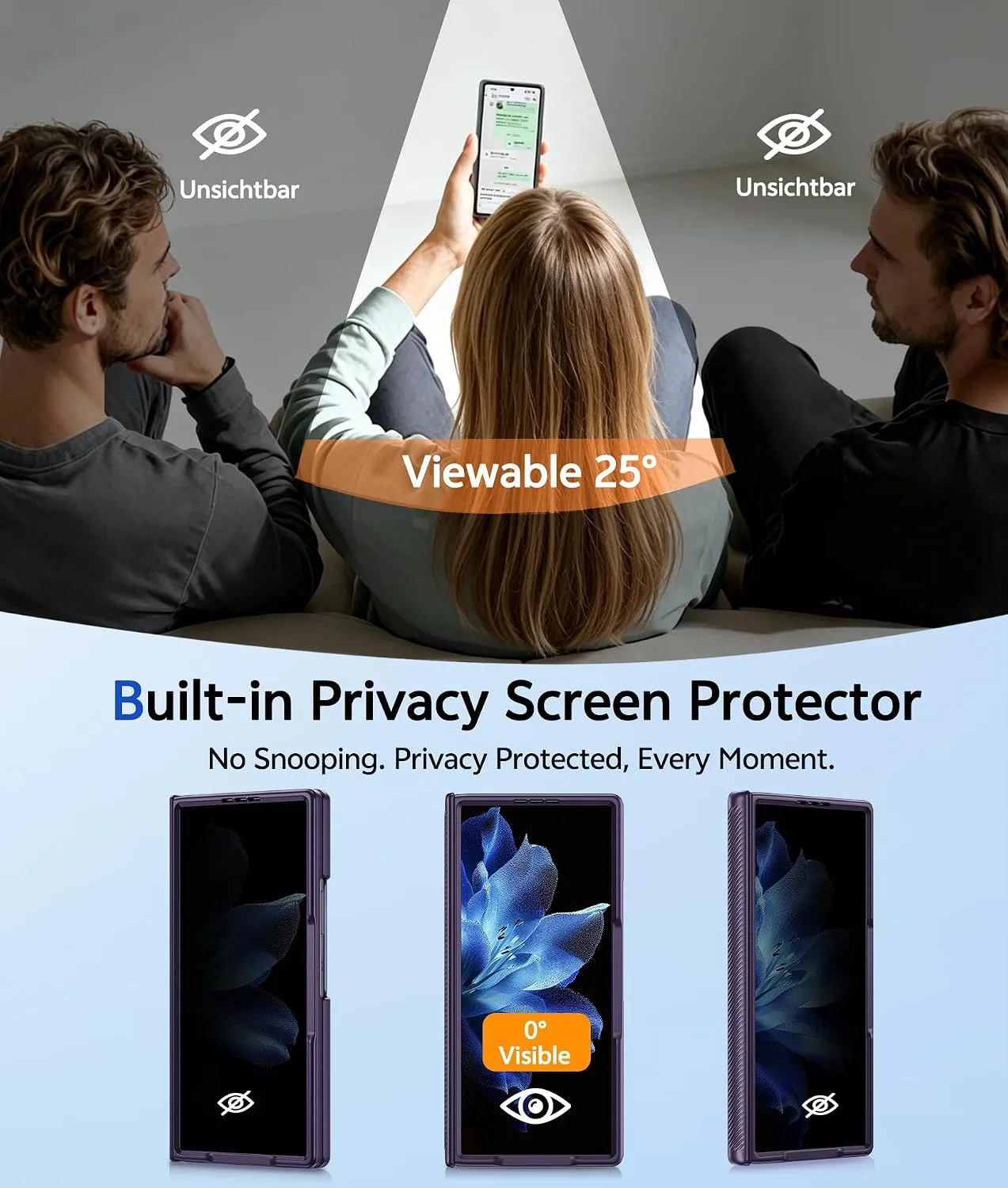 for Samsung Galaxy Z Fold 8 Ultra Case with Privacy Screen Protector, [Full Hinge Protection & Hidden Foldable Kickstand] Compatible with MagSafe, Matte Translucent Shockproof Cover, Purple