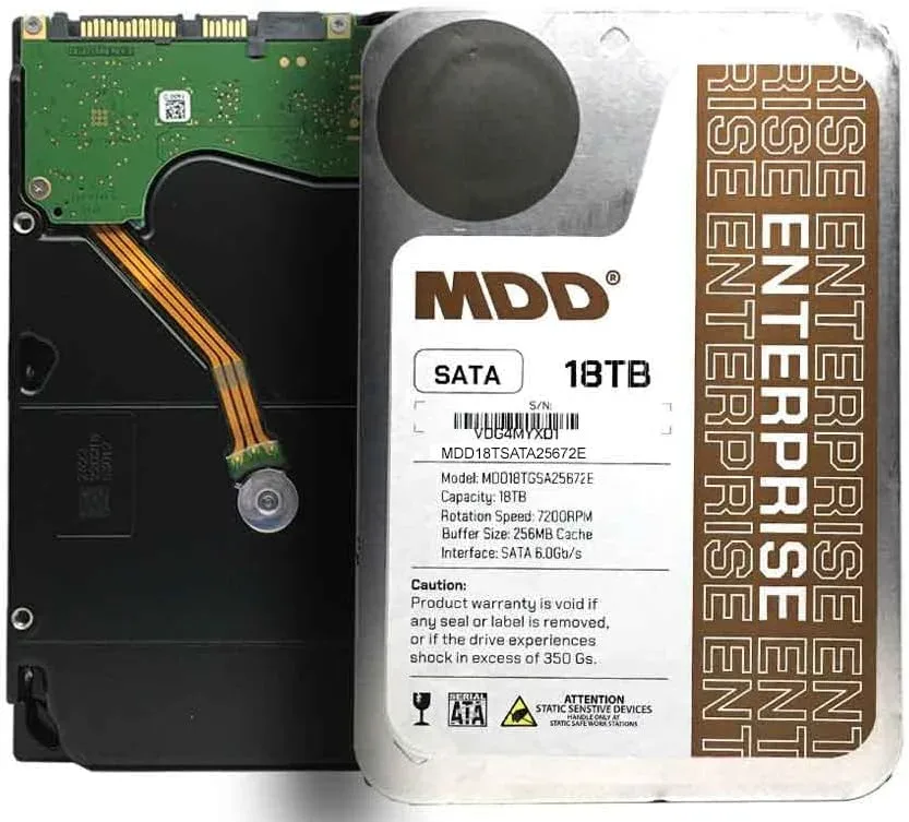 MDD MAXDIGITALDATA 18TB 7200 RPM 256MB Cache SATA 6.0Gb/s 3.5inch Internal Enterprise Hard Drive - 5 Years Warranty (Renewed)